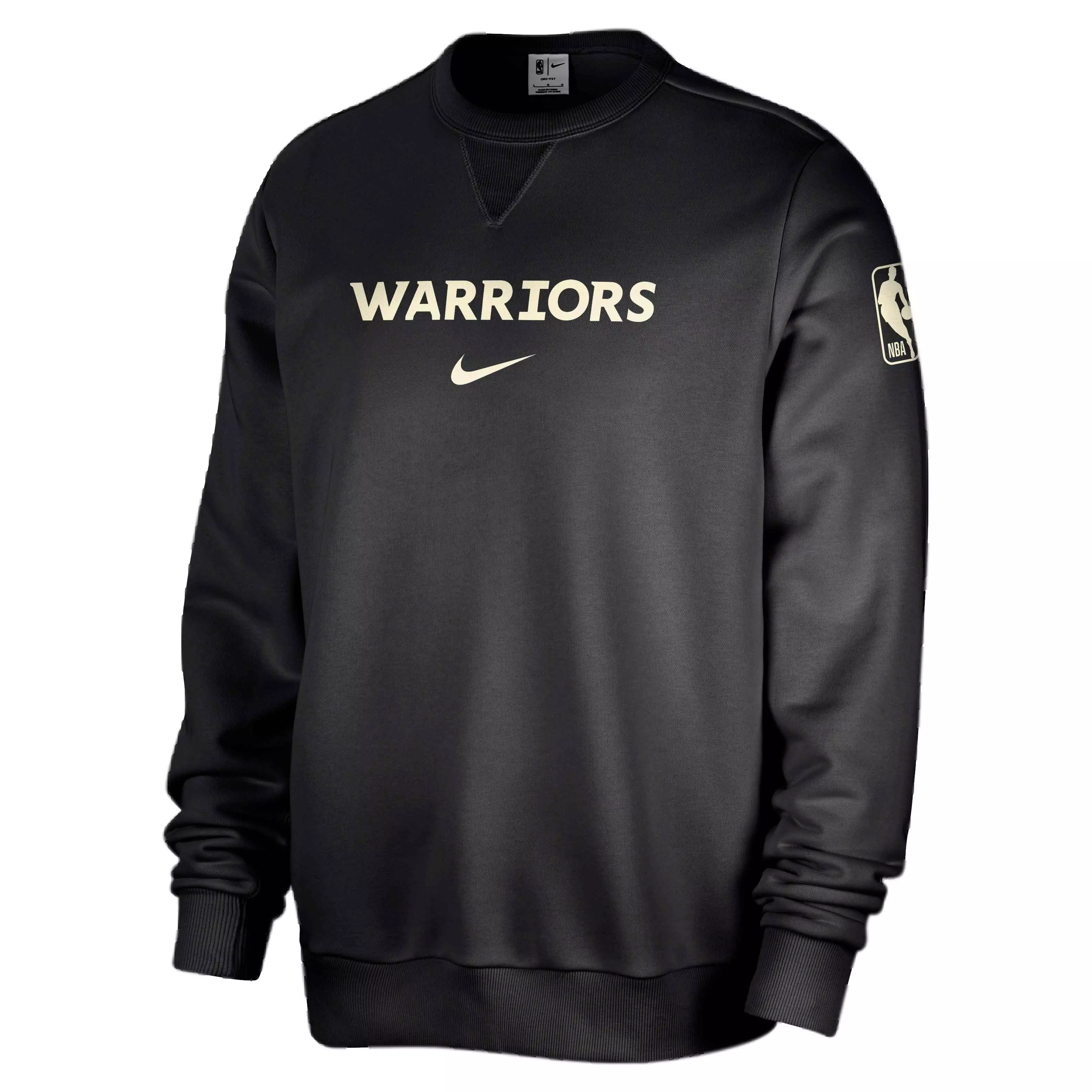 Nike Men's Dri-FIT NBA Golden State Warriors Standard Issue Crew-Neck Sweatshirt -Black - BLACK