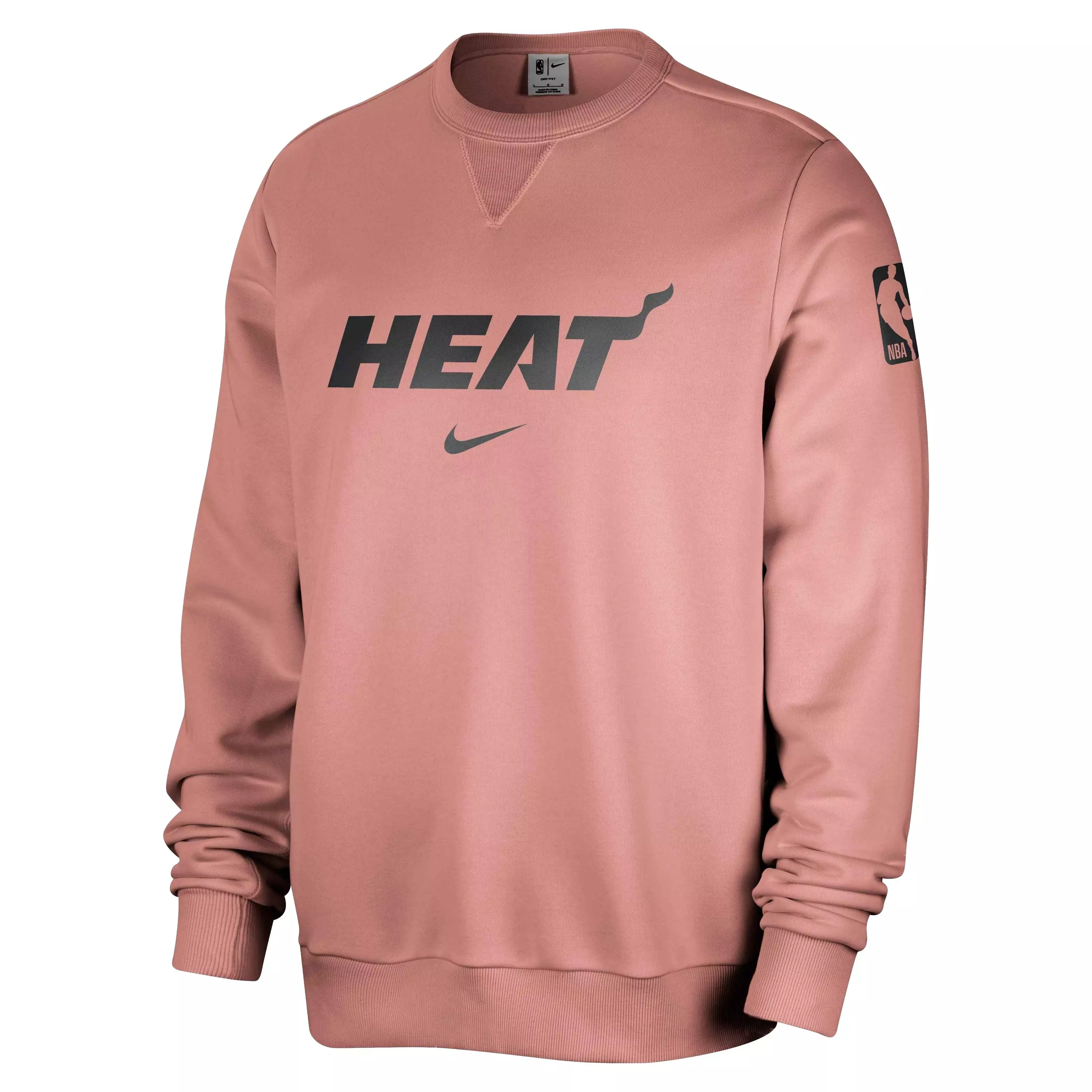 Nike Men's Dri-FIT NBA Miami Heat Standard Issue Crew-Neck Sweatshirt -Pink - PINK