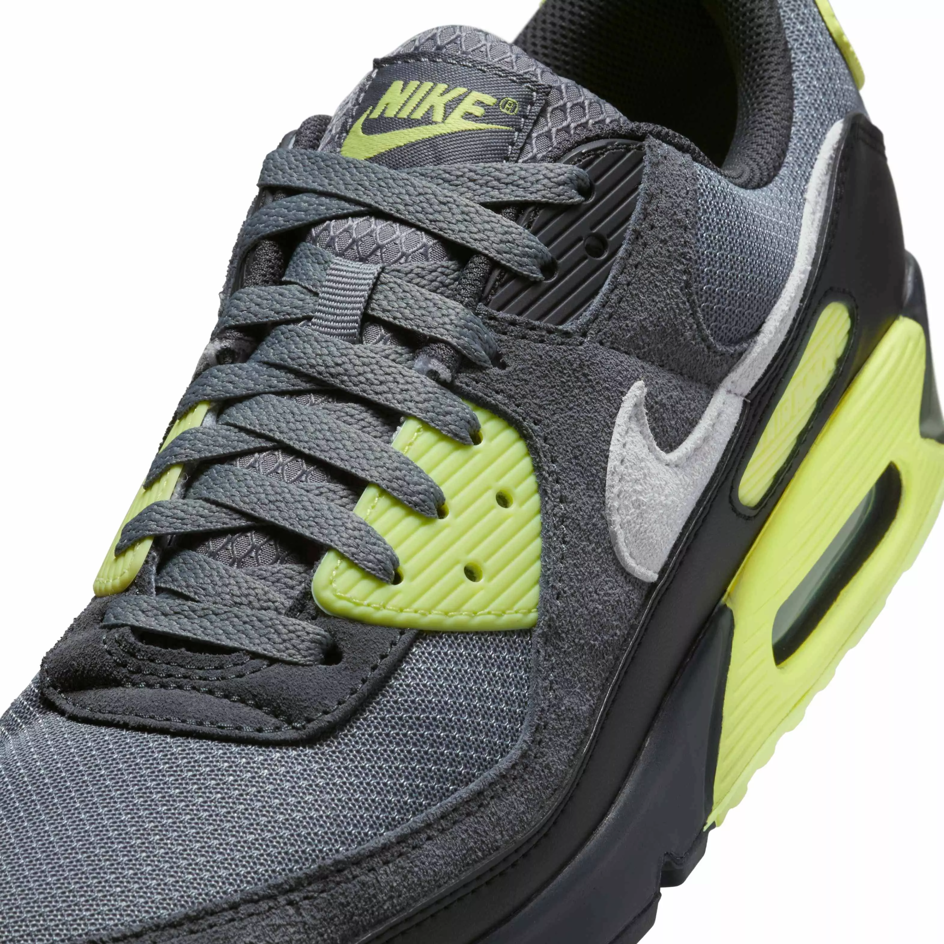Nike Air Max 90 "Smoke Grey/Light Lemon Twist/Black/Photon Dust" Men's Shoe - GREY/LT LEMON/BLACK/DUST
