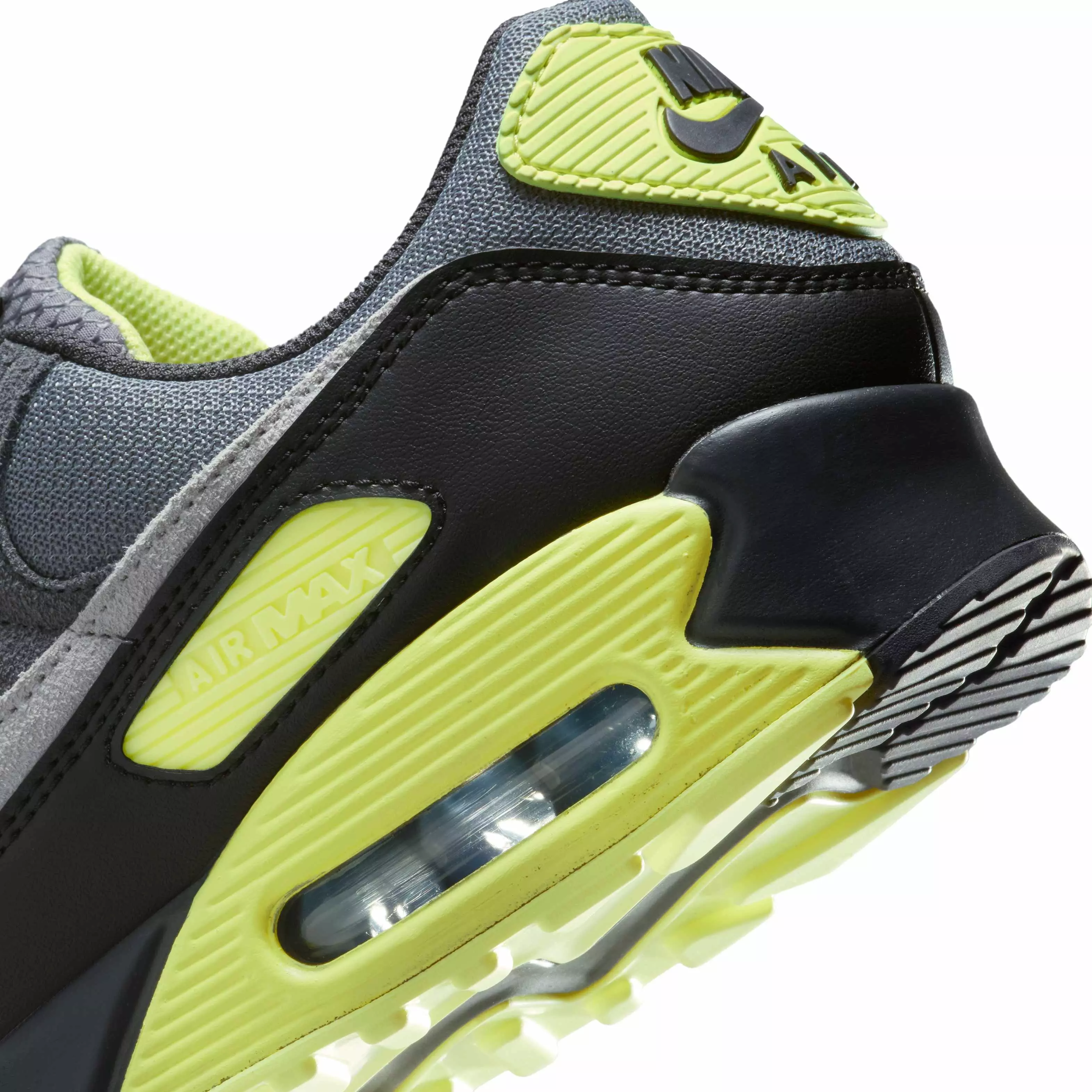 Nike Air Max 90 "Smoke Grey/Light Lemon Twist/Black/Photon Dust" Men's Shoe - GREY/LT LEMON/BLACK/DUST