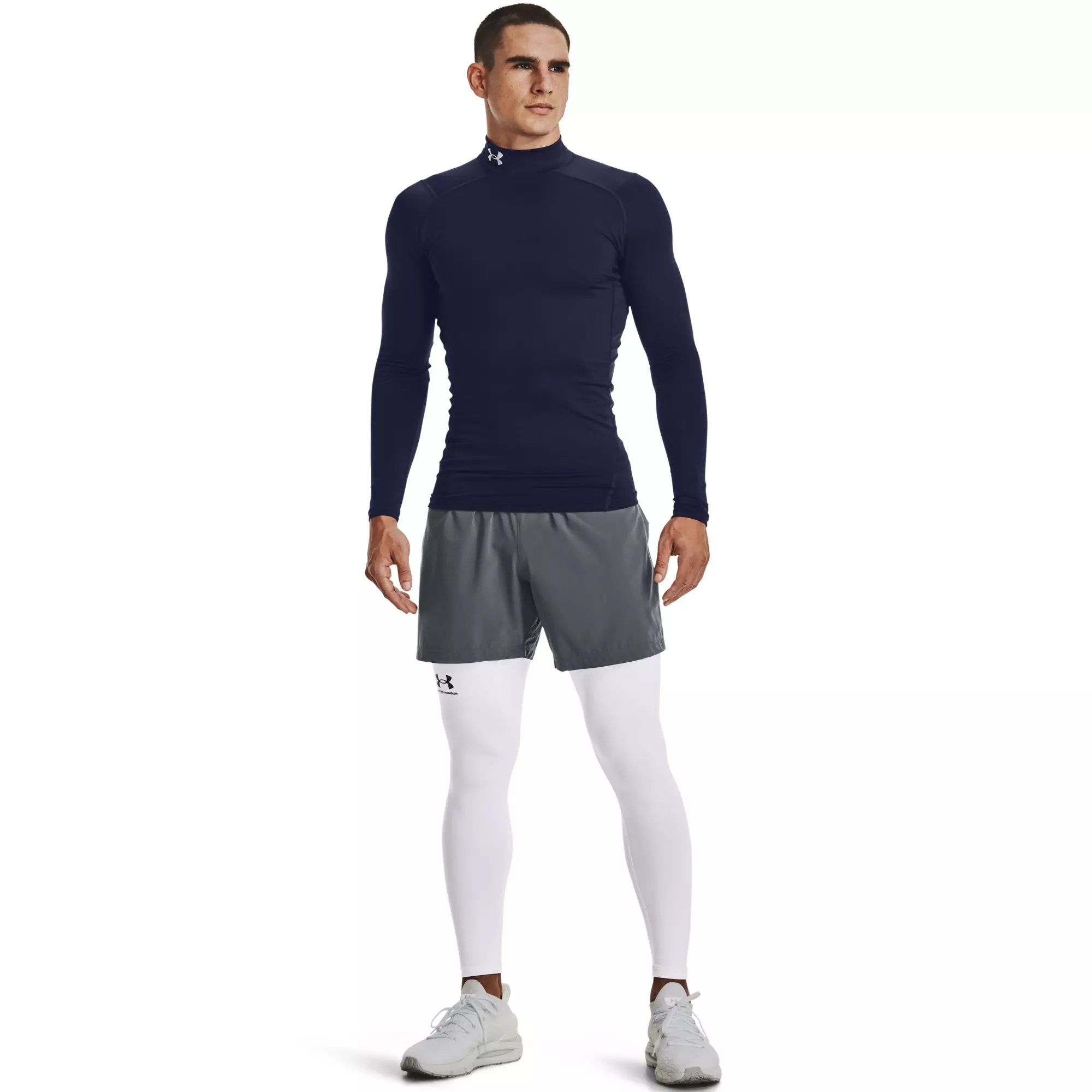 Under Armour Men's ColdGear Armour Mock Top - NAVY/WHITE