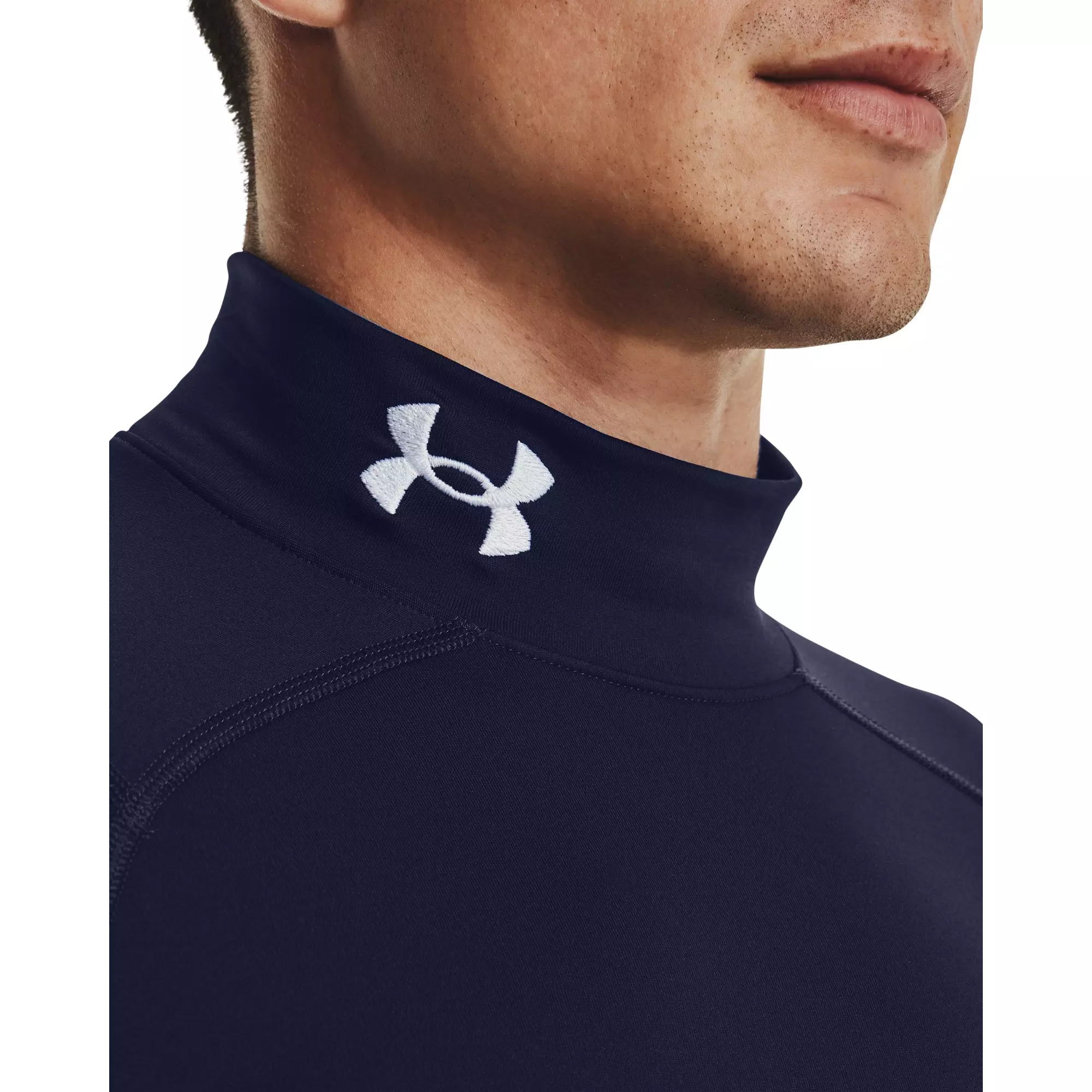 Under Armour Men's ColdGear Armour Mock Top - NAVY/WHITE