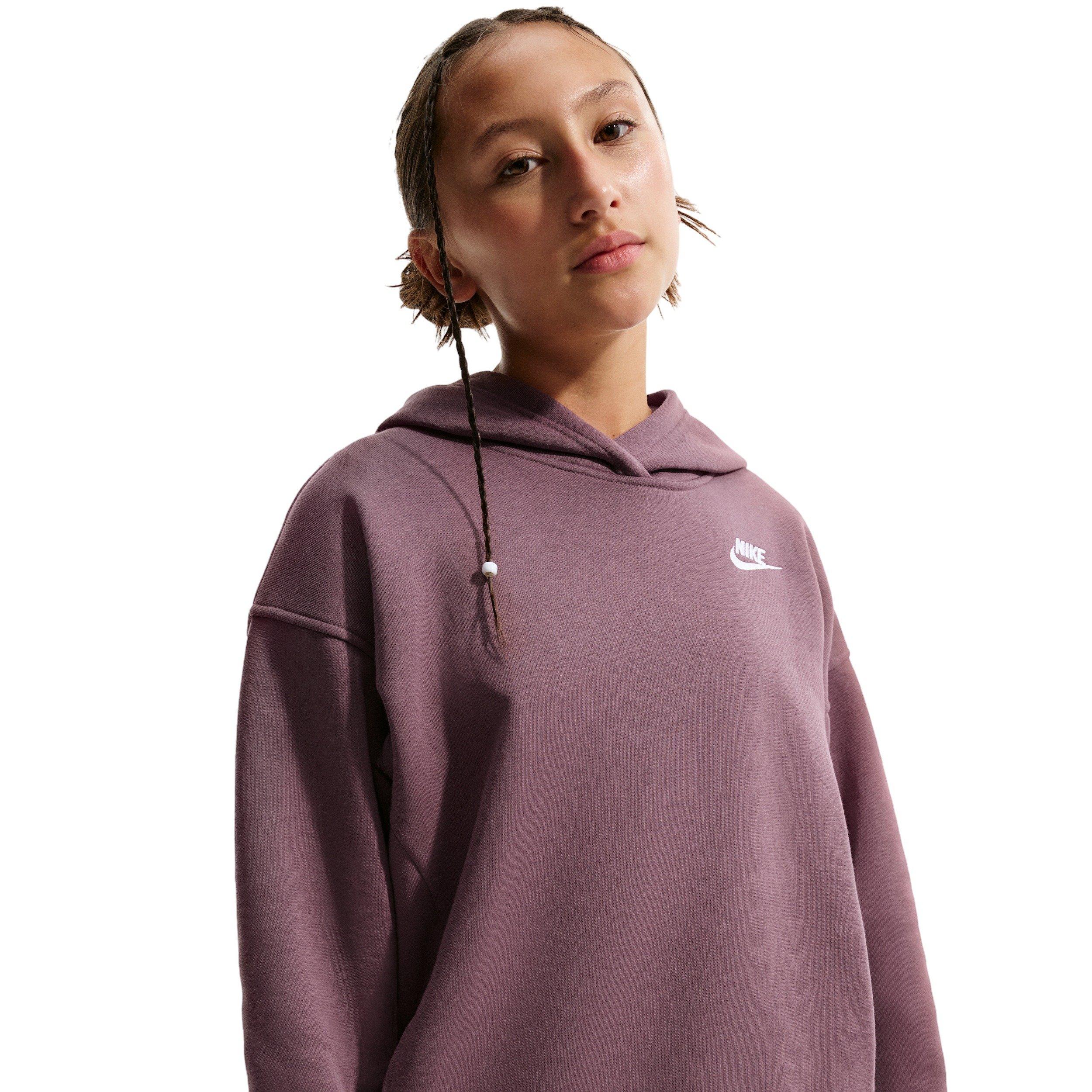 Nike Big Girls' Sportswear Club Fleece Oversized Pullover Hoodie - Tattoo Purple - TATTOO PURPLE Thumbnail View 1
