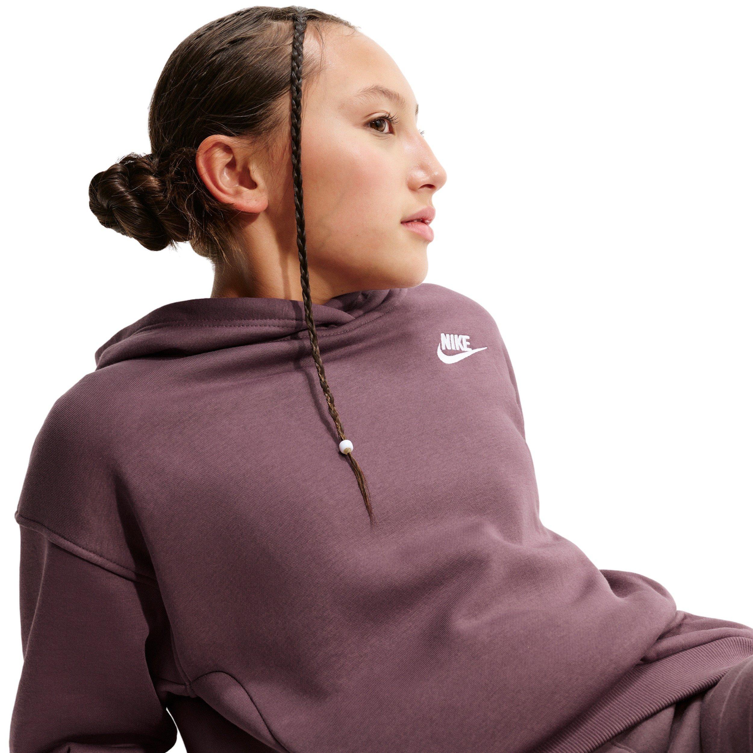 Nike Big Girls' Sportswear Club Fleece Oversized Pullover Hoodie -Tattoo Purple - TATTOO PURPLE Thumbnail View 3