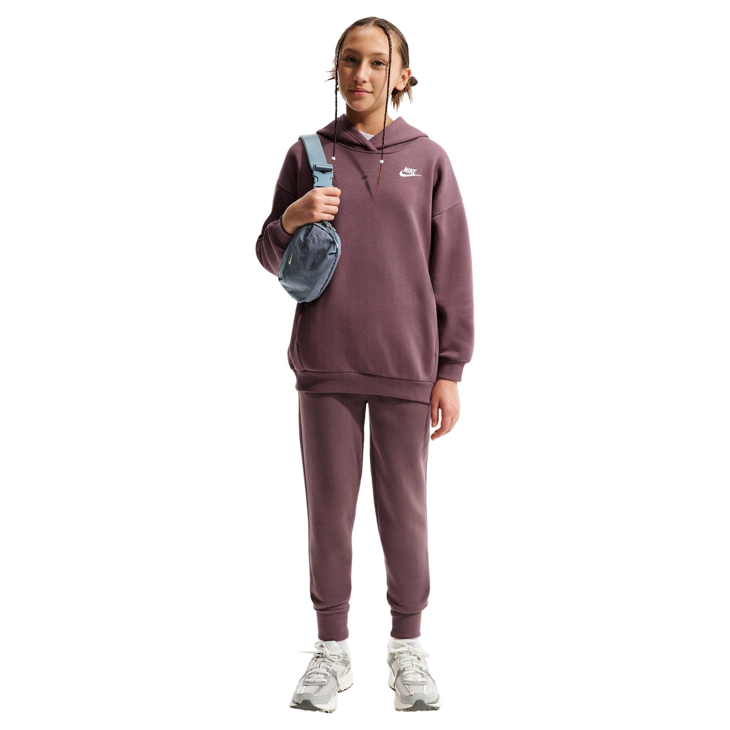 Nike Big Girls' Sportswear Club Fleece Oversized Pullover Hoodie - Tattoo Purple - TATTOO PURPLE Thumbnail View 4