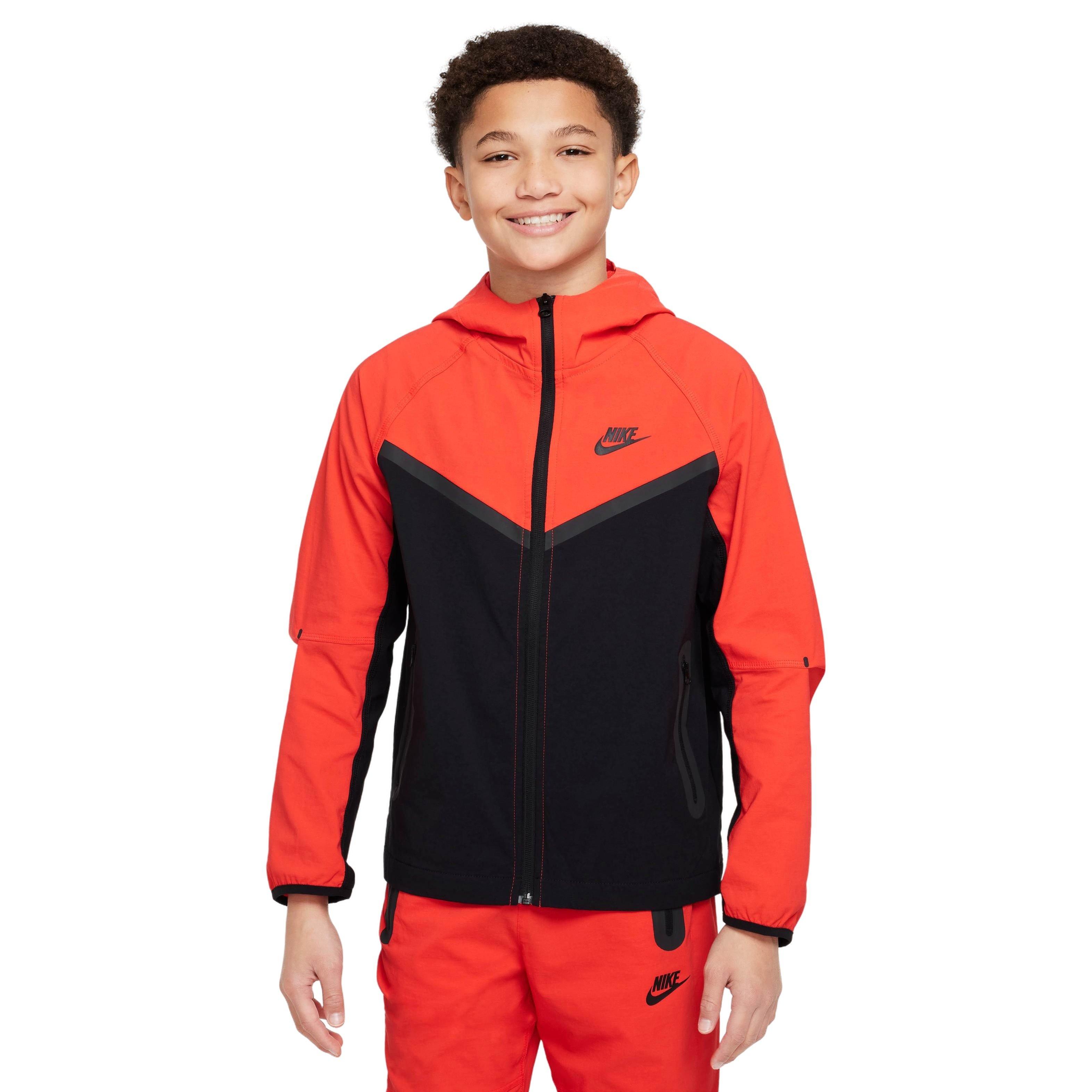 Nike Big Boys' Tech Woven Jacket - RED/BLACK