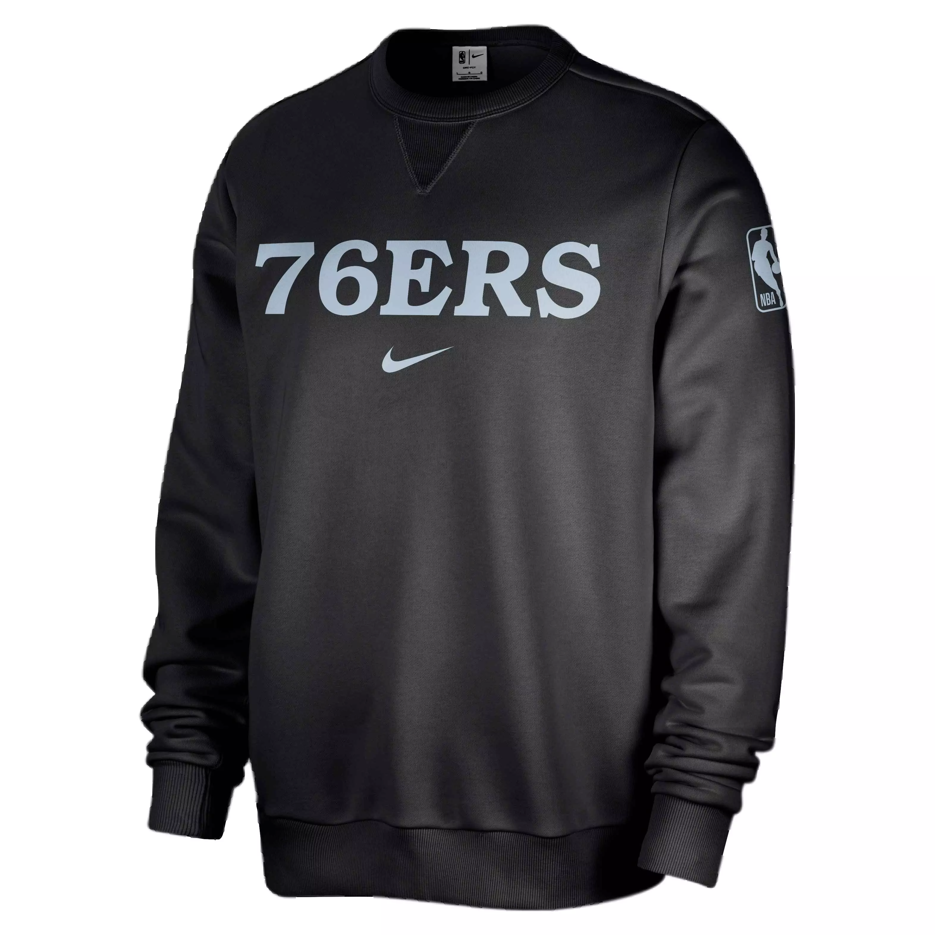 Nike Men's Dri-FIT NBA Philadelphia 76ers Standard Issue Crew-Neck Sweatshirt -Black - BLACK