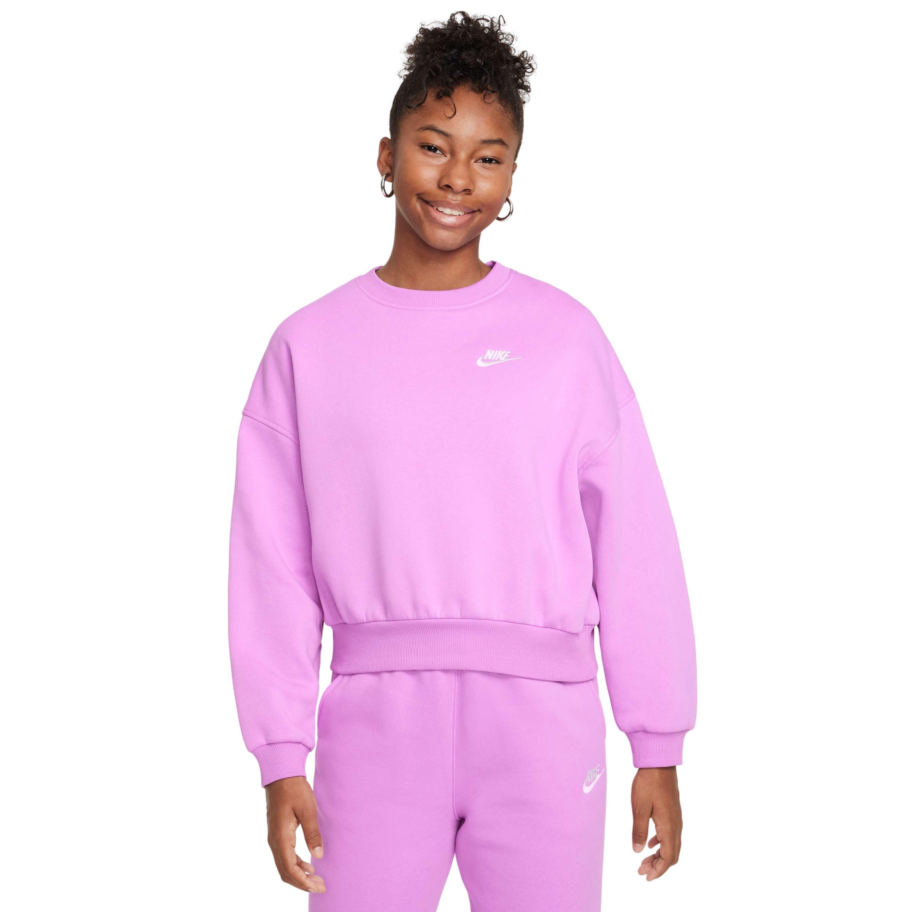 Nike Big Girls' Sportswear Club Fleece Boxy Crew-Neck LBR Sweatshirt - FUCHSIA Thumbnail View 1