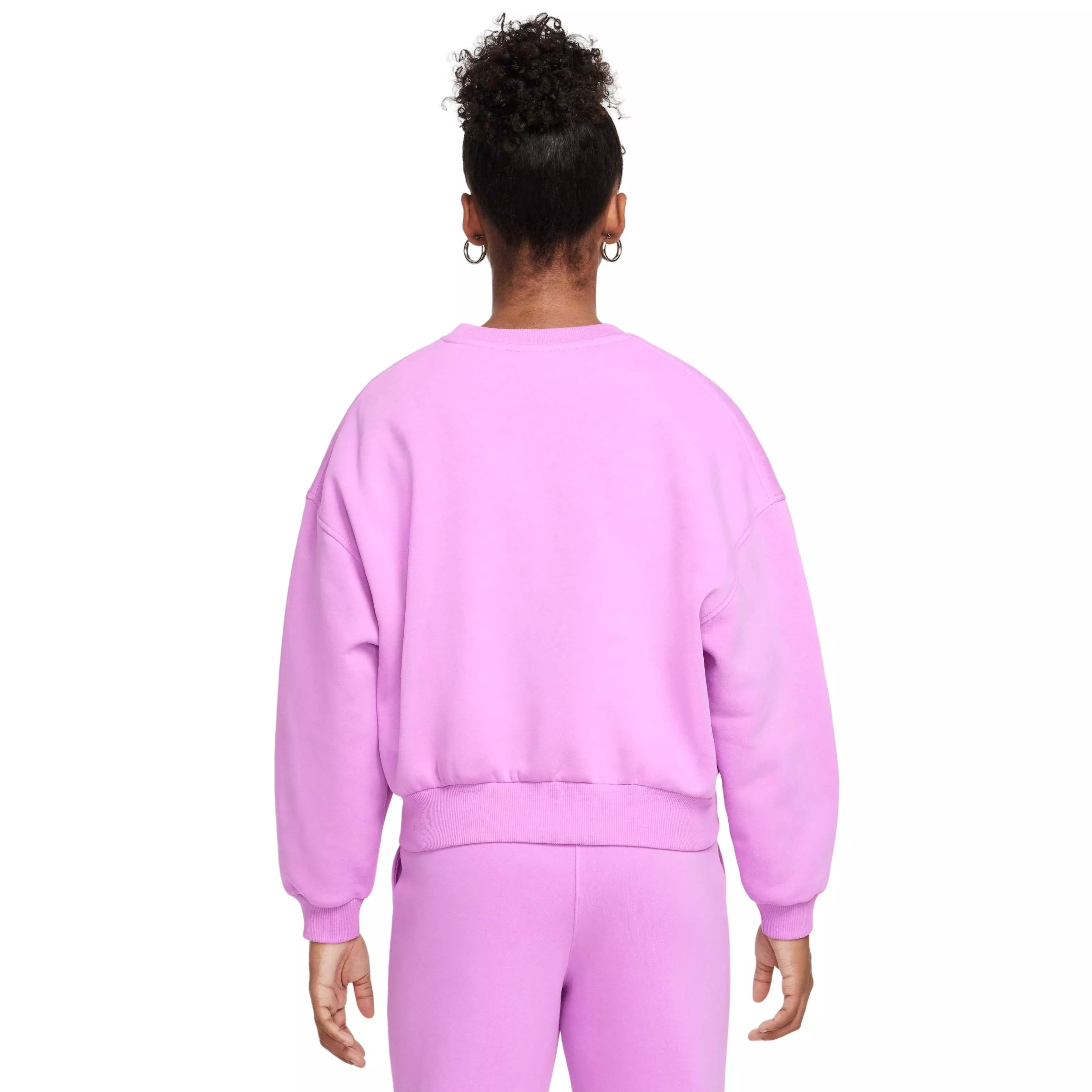 Nike Big Girls' Sportswear Club Fleece Boxy Crew-Neck LBR Sweatshirt - FUCHSIA