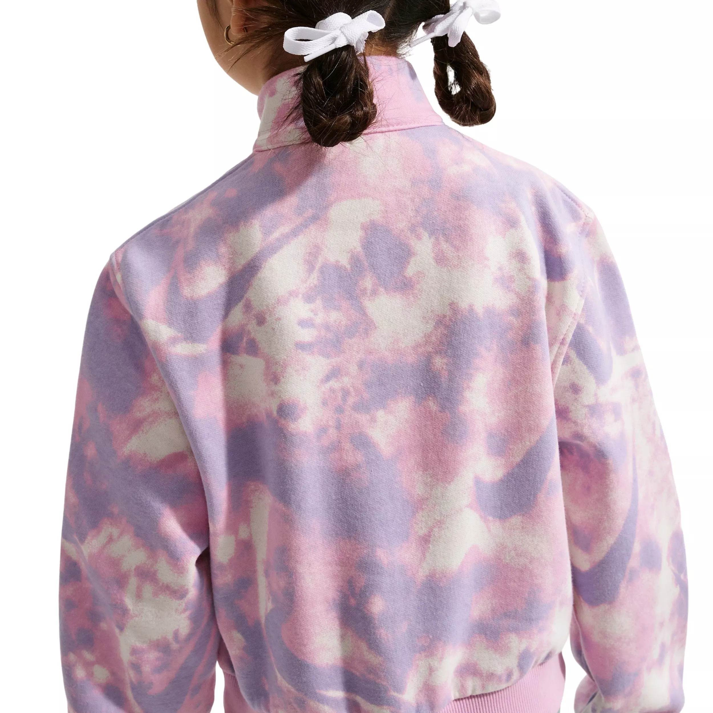 Nike Big Girls' Sportswear Club Fleece Long-Sleeve Half-Zip Top -Pink/Purple - PINK/PURPLE