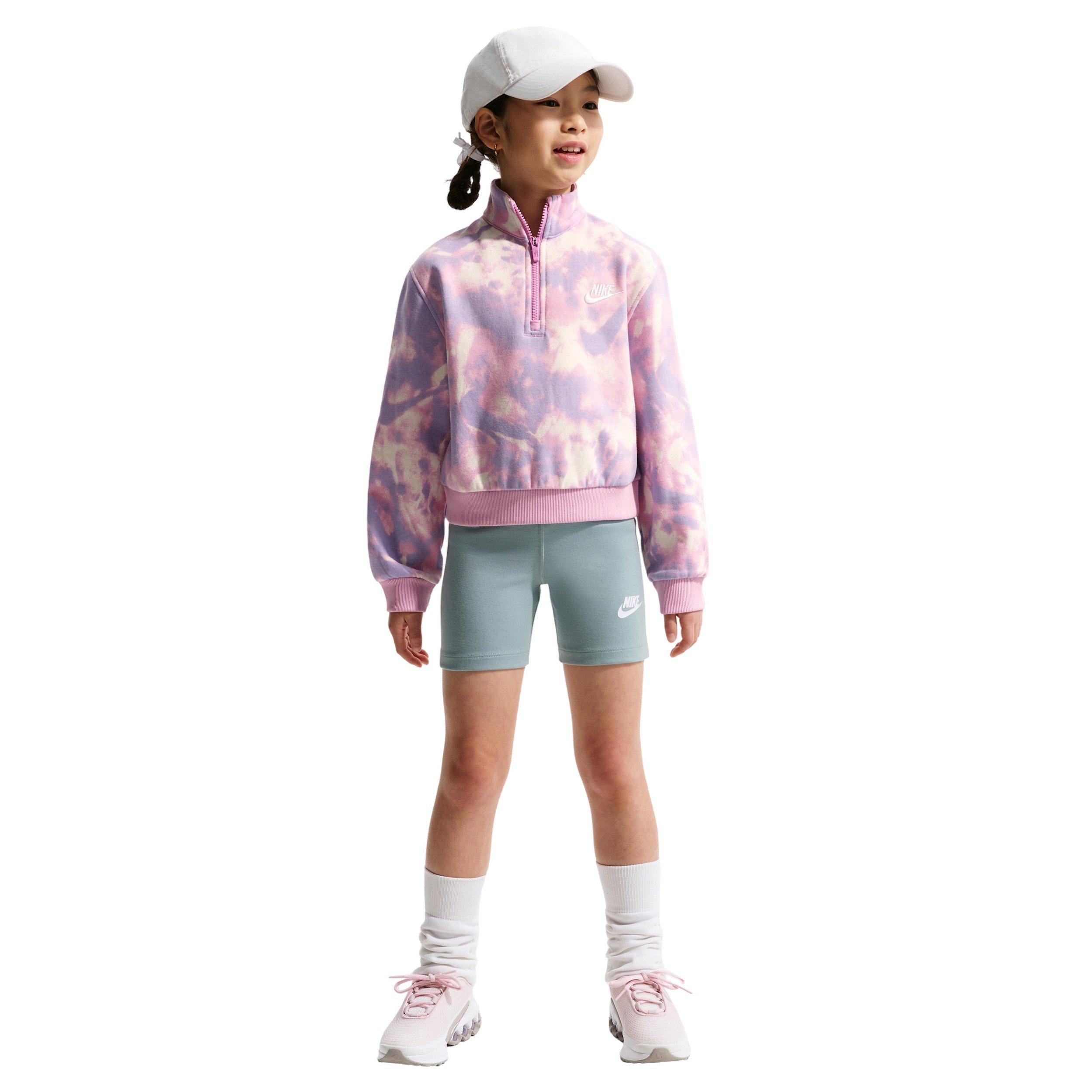 Nike Big Girls' Sportswear Club Fleece Long-Sleeve Half-Zip Top -Pink/Purple - PINK/PURPLE Thumbnail View 4