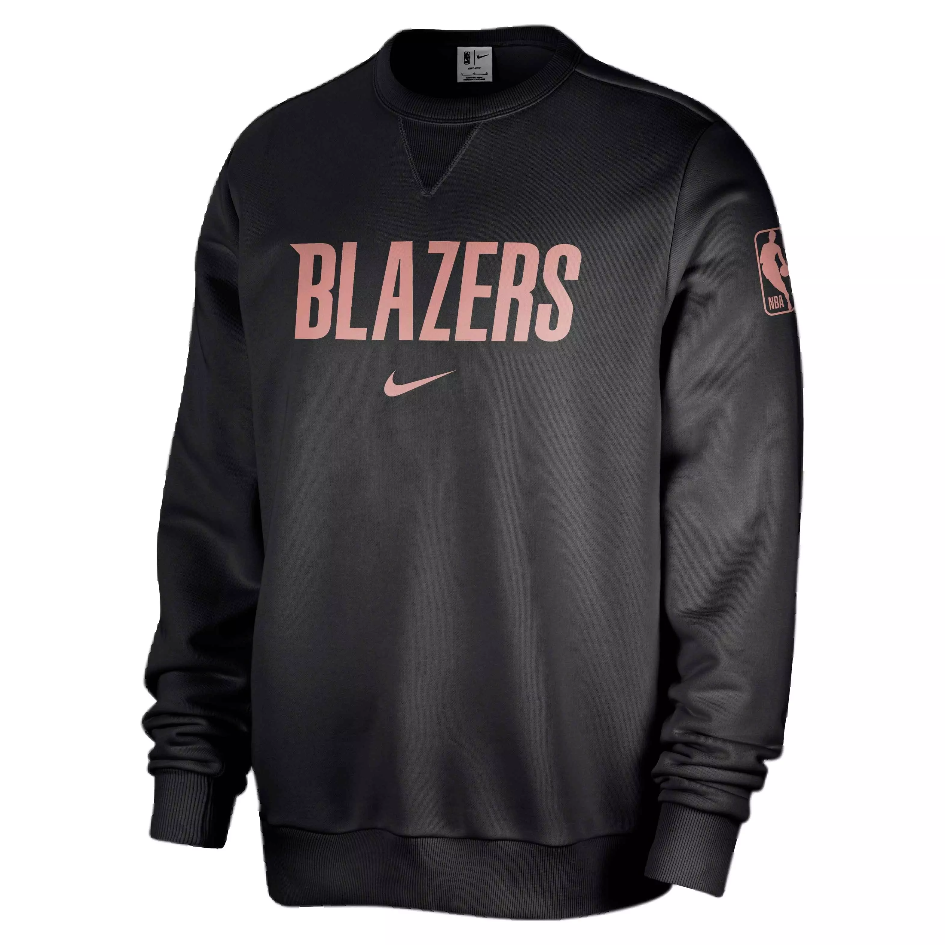Nike Men's Dri-FIT NBA Portland Trailblazers Standard Issue Crew-Neck Sweatshirt -Black - BLACK