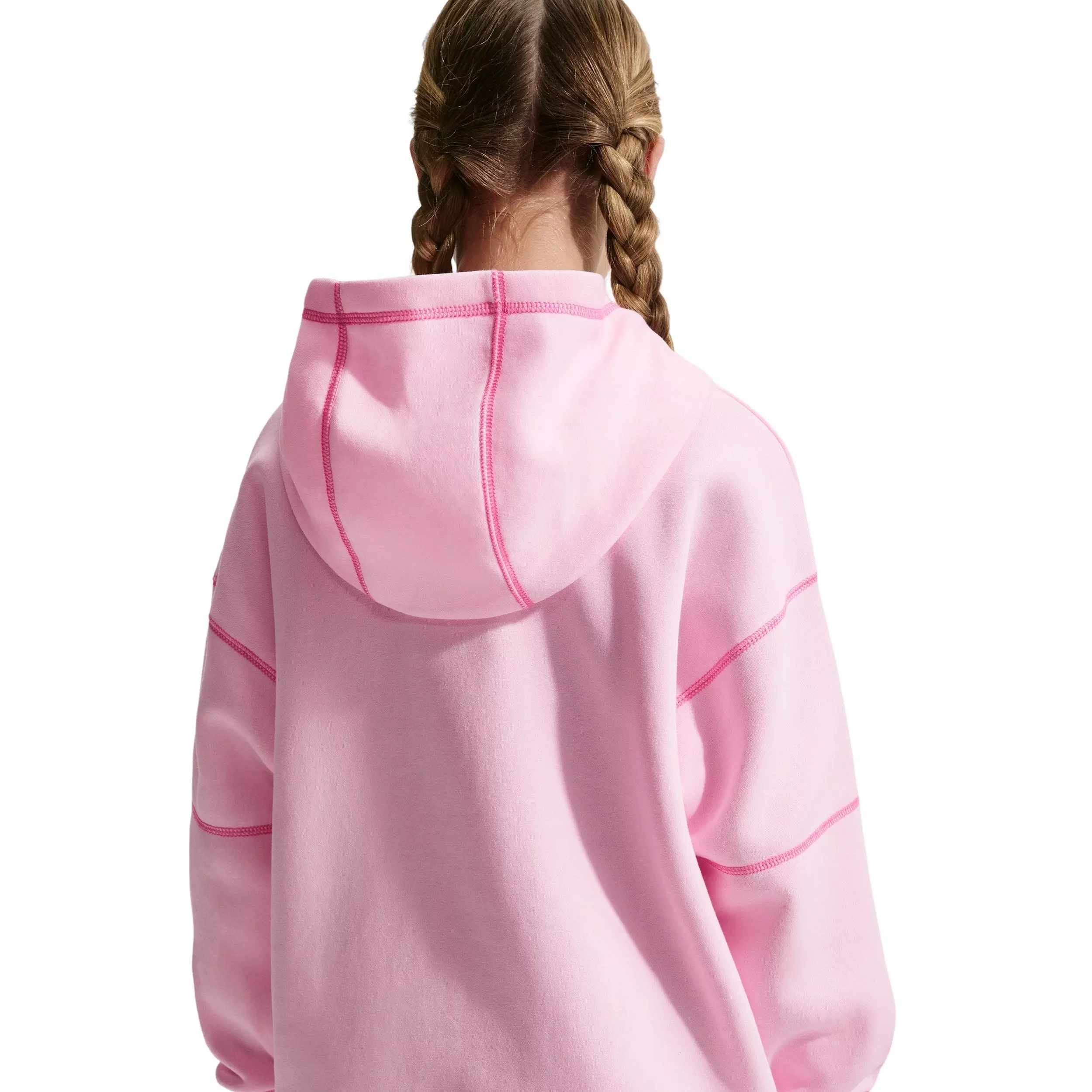 Nike Big Girls' Sportswear Club Fleece Oversized Pullover Hoodie -Pink - PINK