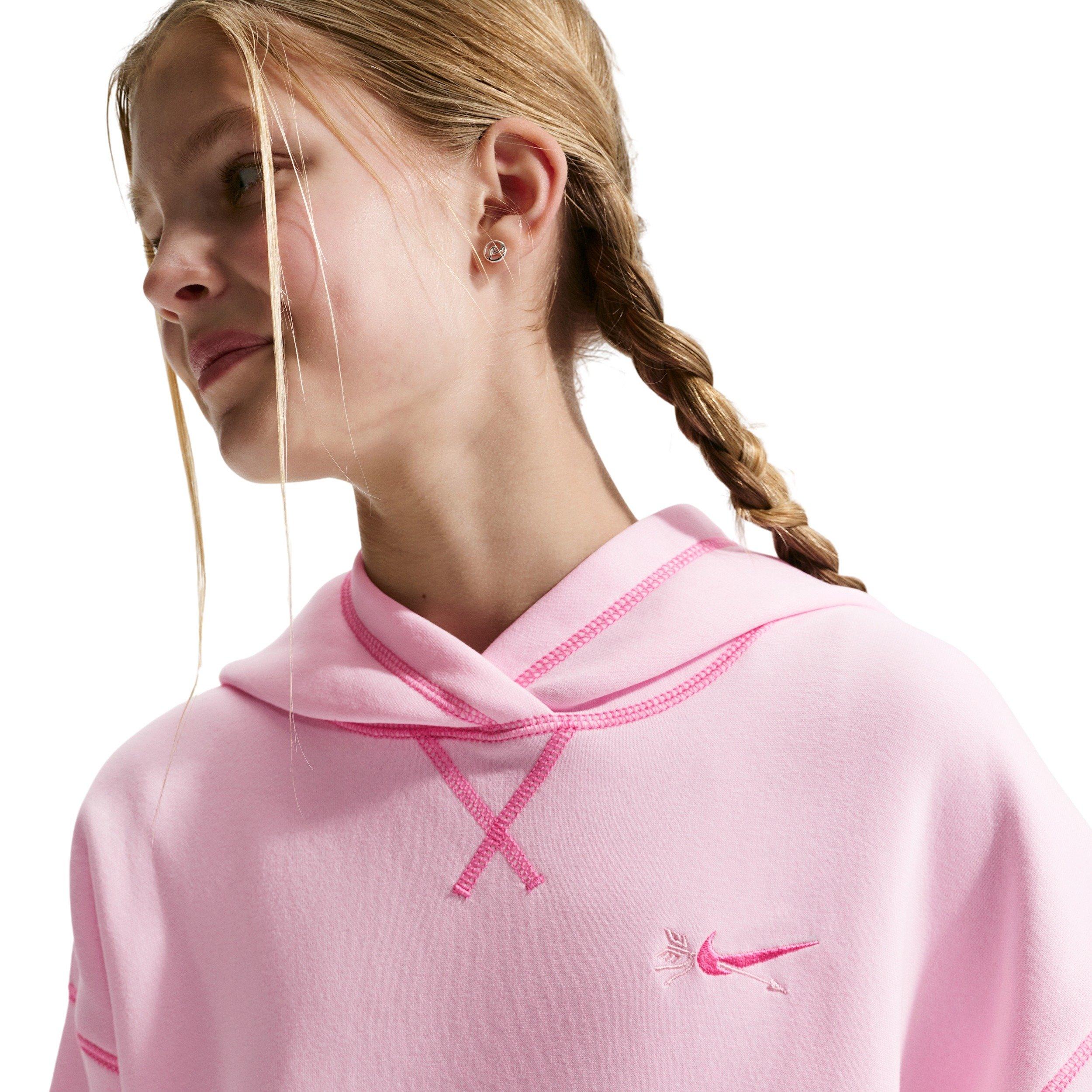 Nike Big Girls' Sportswear Club Fleece Oversized Pullover Hoodie -Pink - PINK Thumbnail View 3
