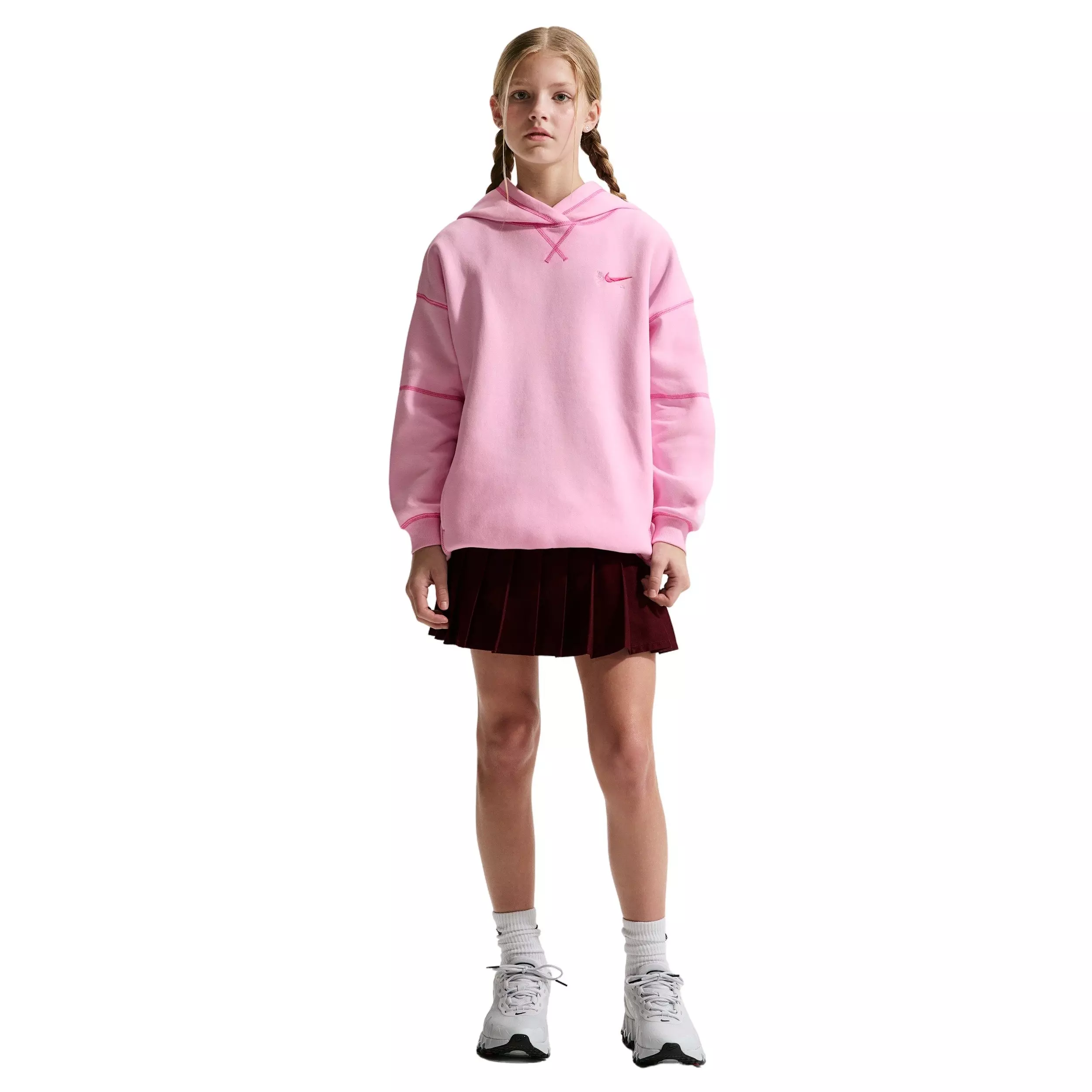 Nike Big Girls' Sportswear Club Fleece Oversized Pullover Hoodie - Pink - PINK