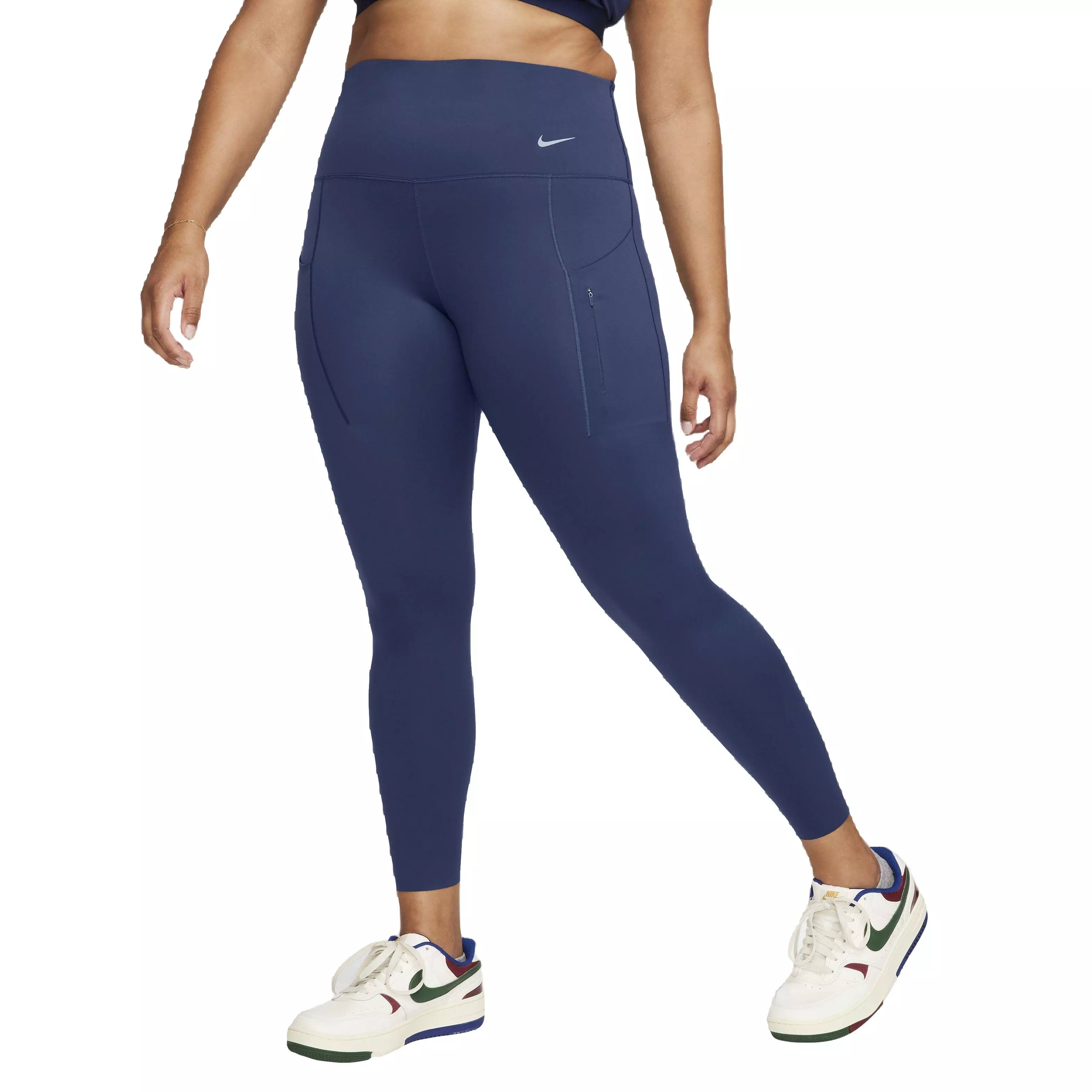 Nike Women's Dri-FIT Go Firm Support High-Rise 7/8 Leggings with Pockets - NAVY