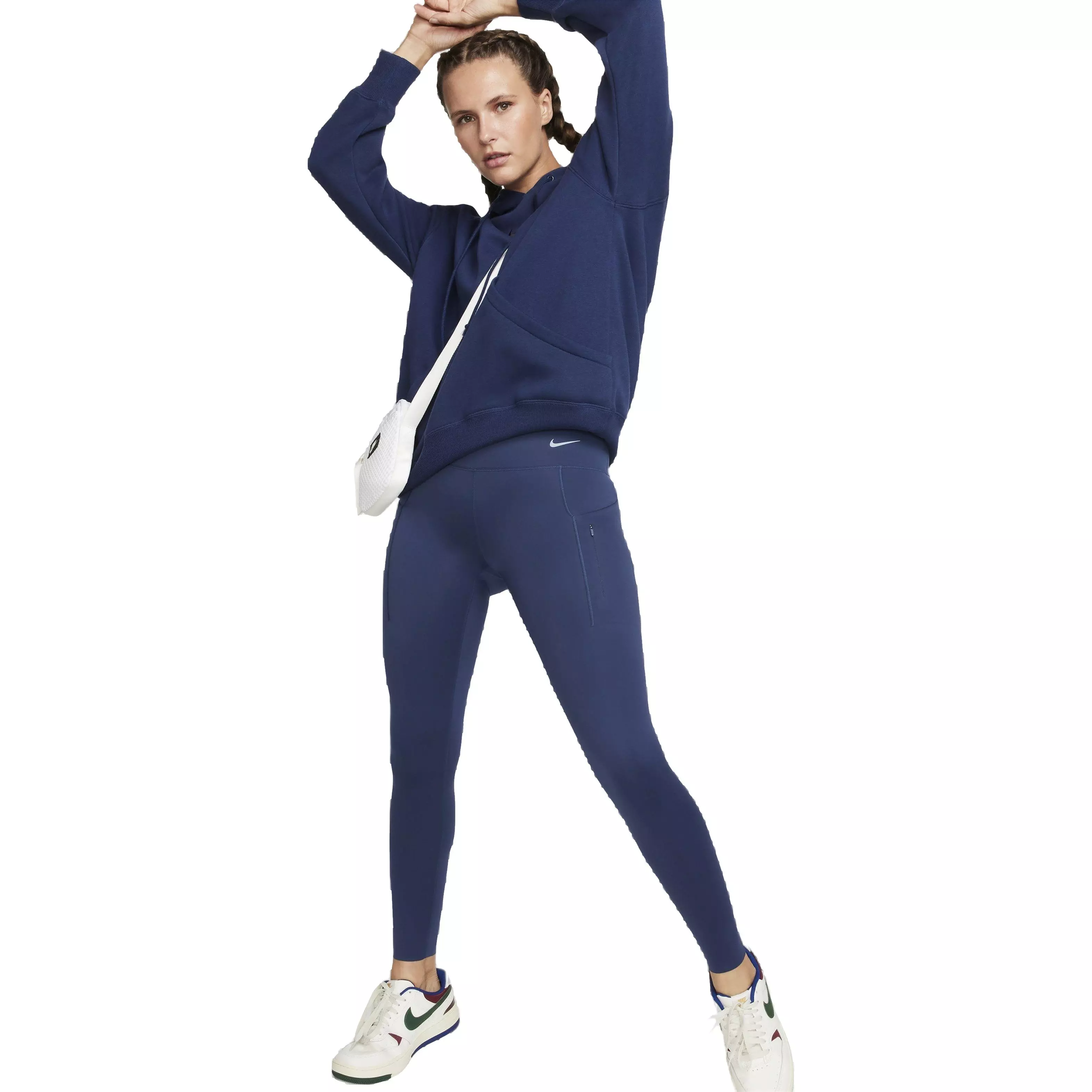 Nike Women's Go Firm Support High-Rise Full Length Leggings with Pockets -  Navy - Hibbett
