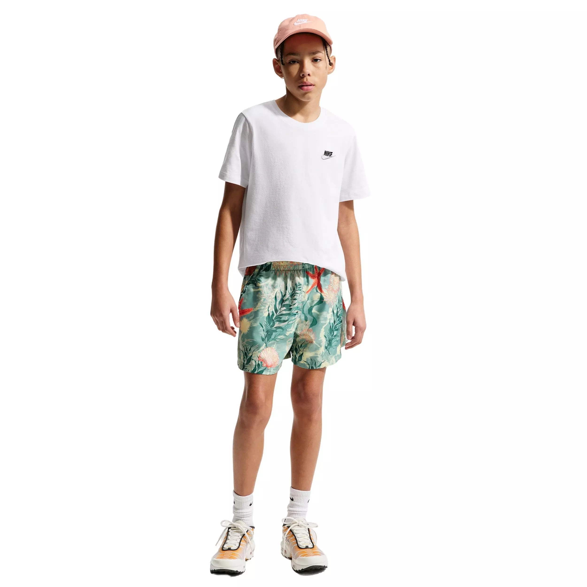Nike Big Kids' Sportswear Club 4.5" Woven Shorts - Green/Multi - GREEN/MULTI