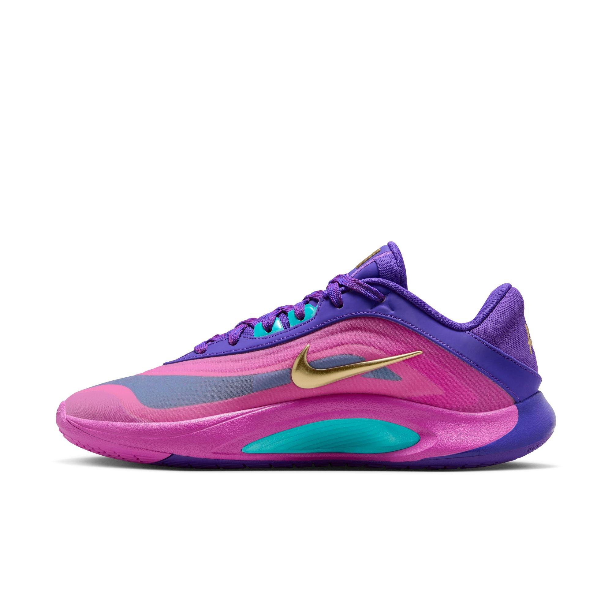 Nike A'One "Fierce Purple" Unisex Basketball Shoe - FIERCE PURPLE/METALLIC GOLD/HYPER VIOLET Thumbnail View 7