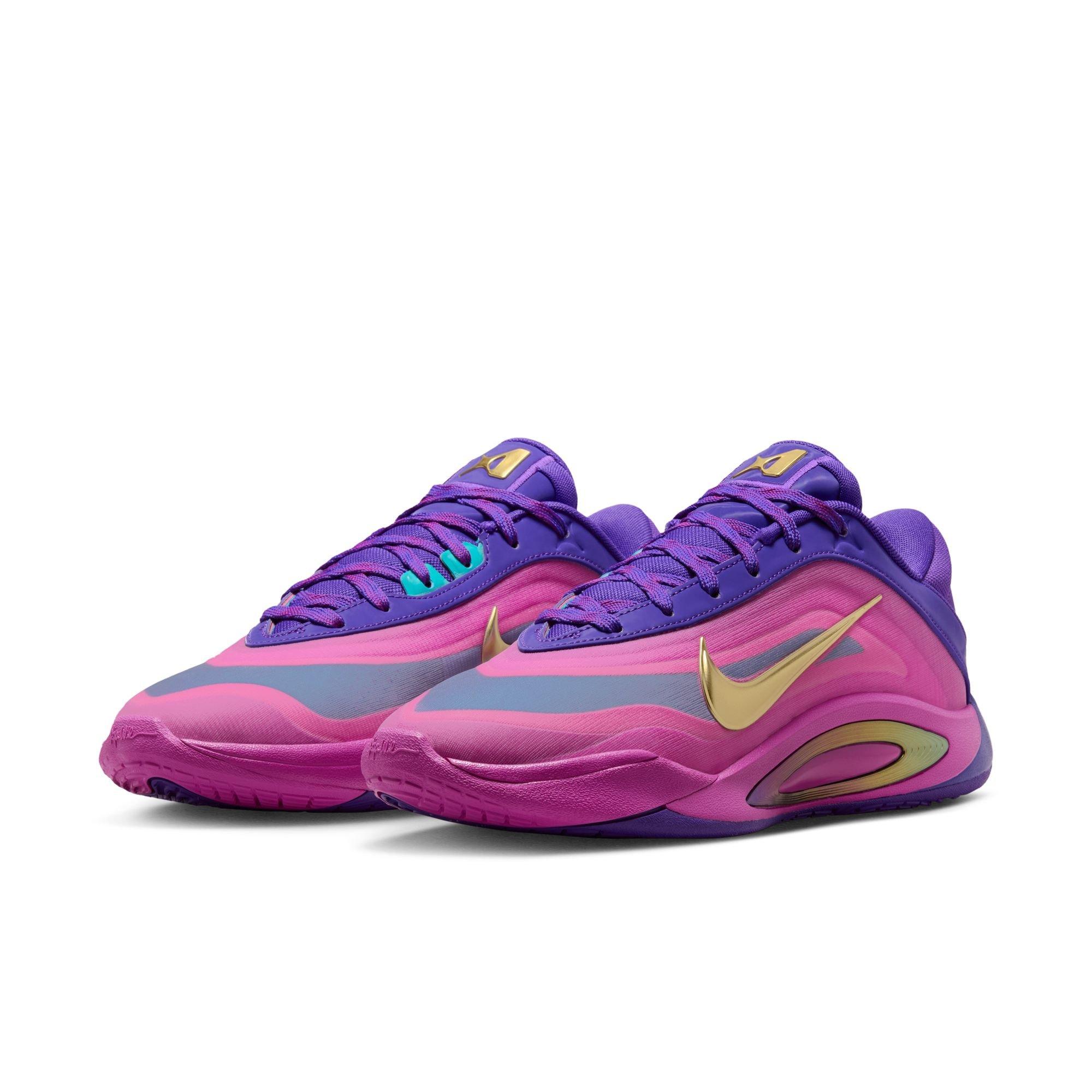 Nike A'One "Fierce Purple" Unisex Basketball Shoe - FIERCE PURPLE/METALLIC GOLD/HYPER VIOLET Thumbnail View 3