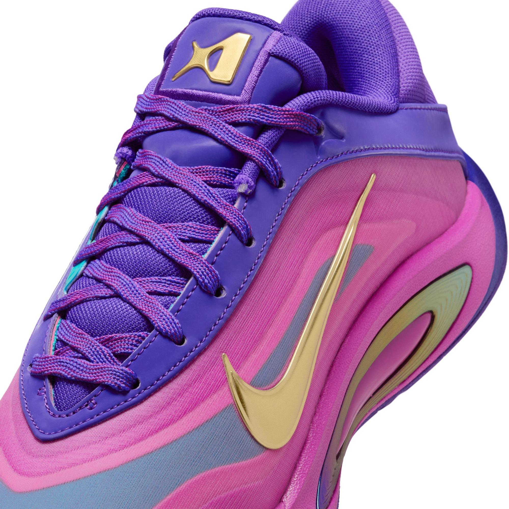 Nike A'One "Fierce Purple" Unisex Basketball Shoe - FIERCE PURPLE/METALLIC GOLD/HYPER VIOLET Thumbnail View 4