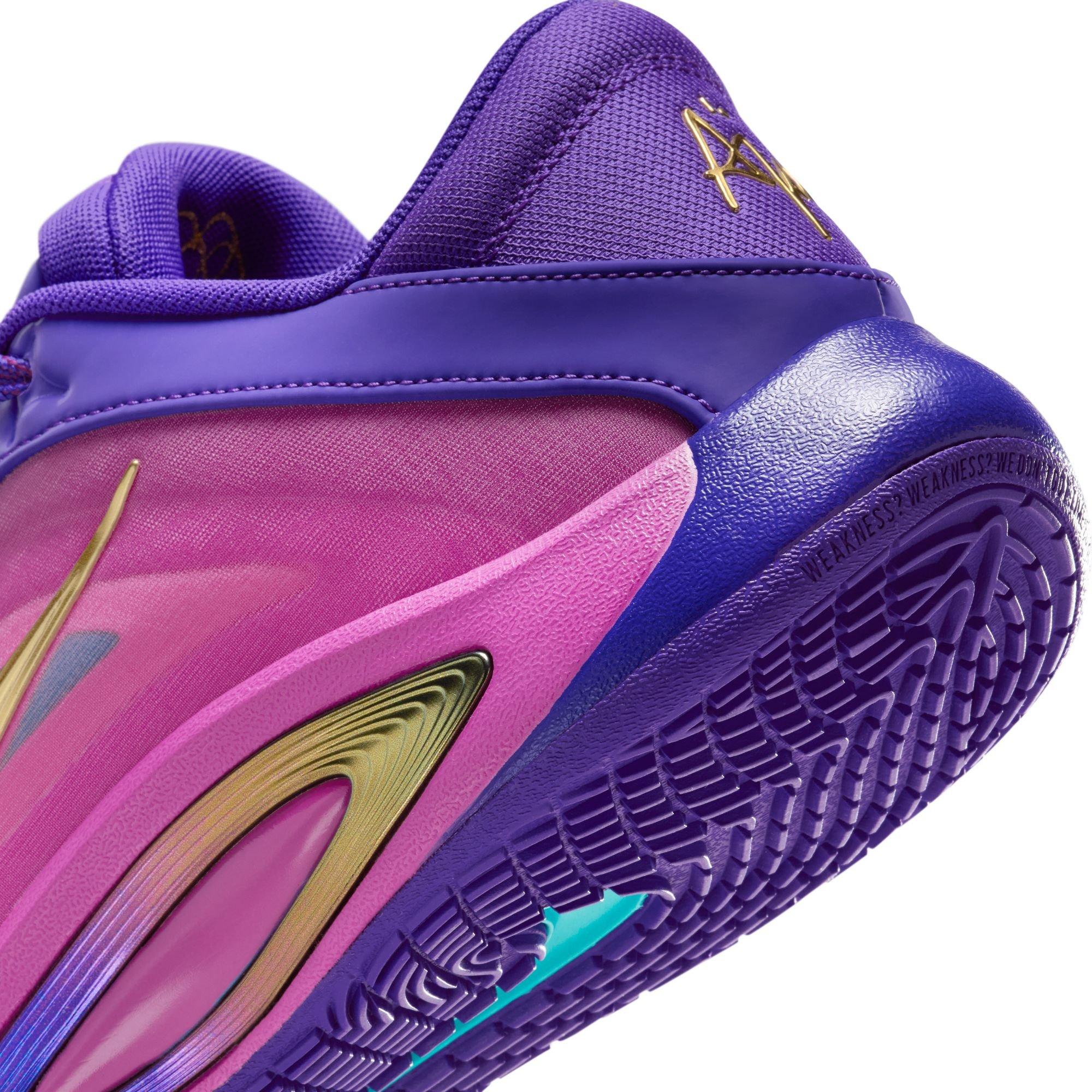Nike A'One "Fierce Purple" Unisex Basketball Shoe - FIERCE PURPLE/METALLIC GOLD/HYPER VIOLET Thumbnail View 5