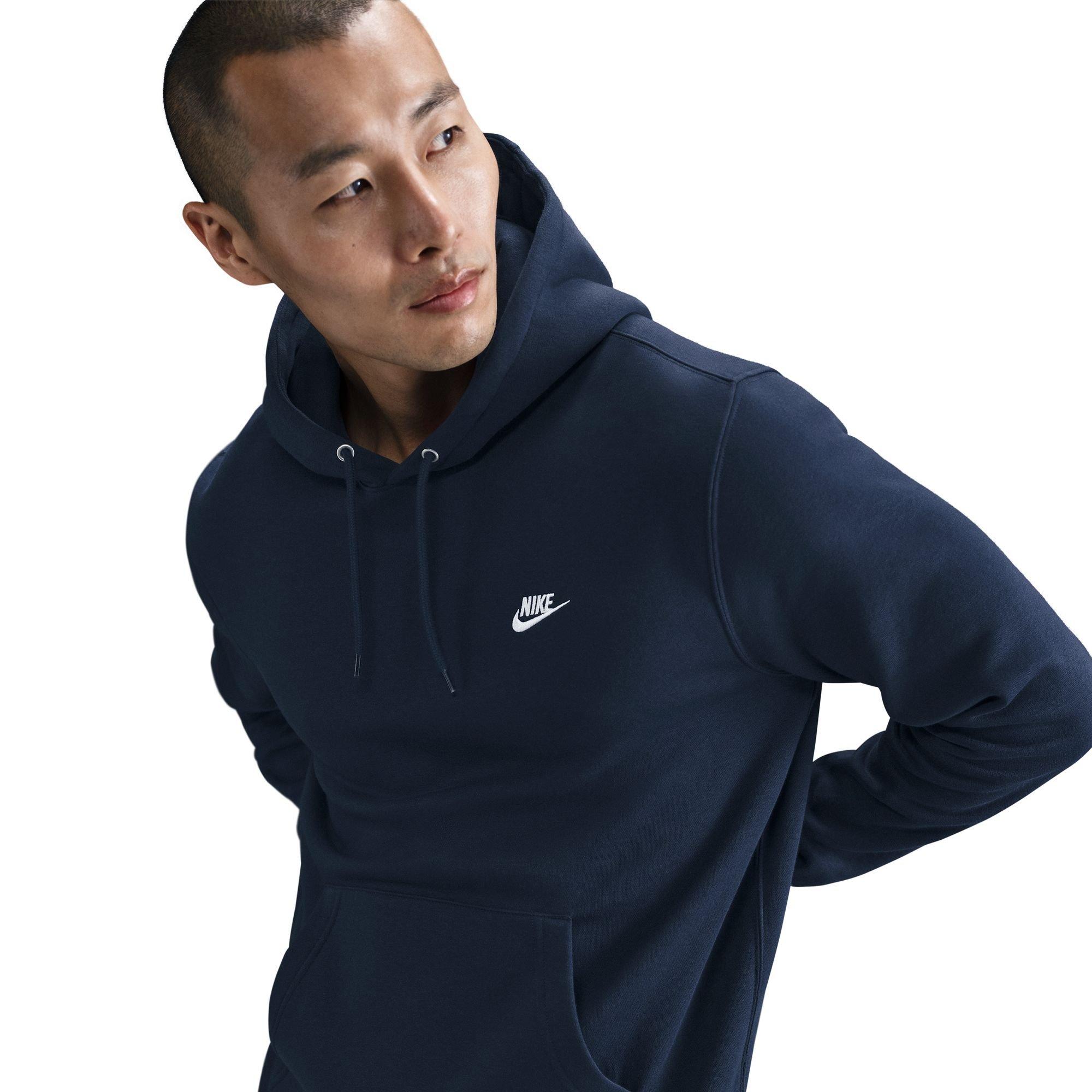 Nike Men's Club Pullover Fleece Hoodie - Navy - NAVY Thumbnail View 3
