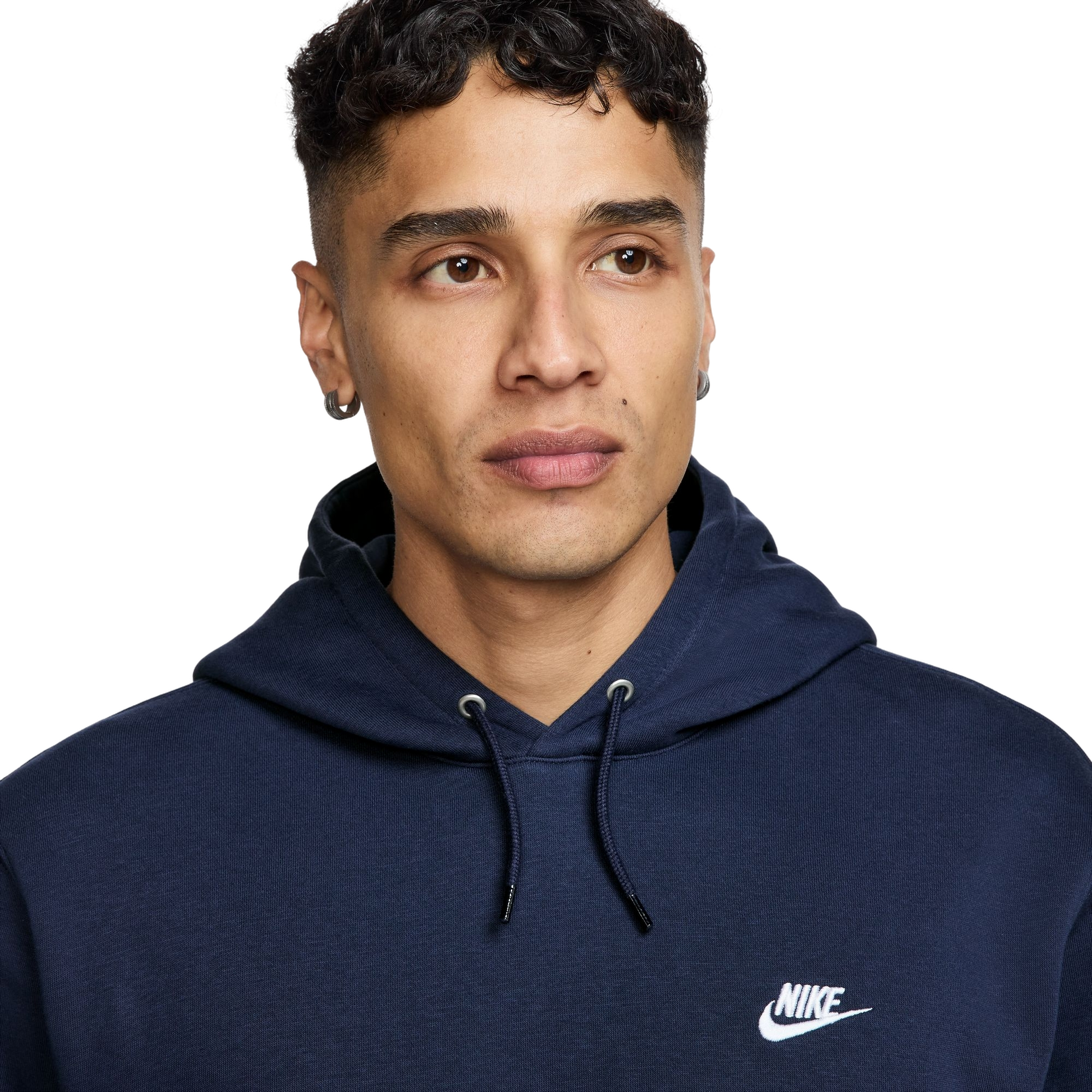 Nike Men's Club Pullover Fleece Hoodie - NAVY Thumbnail View 3