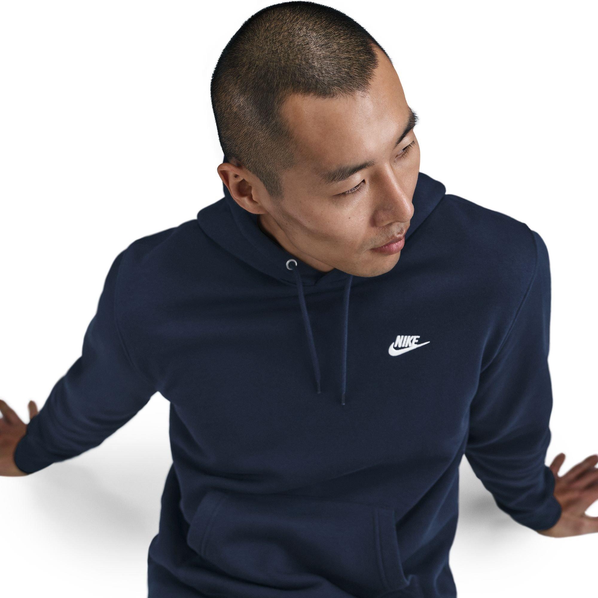 Nike Men's Club Pullover Fleece Hoodie - Navy - NAVY Thumbnail View 5