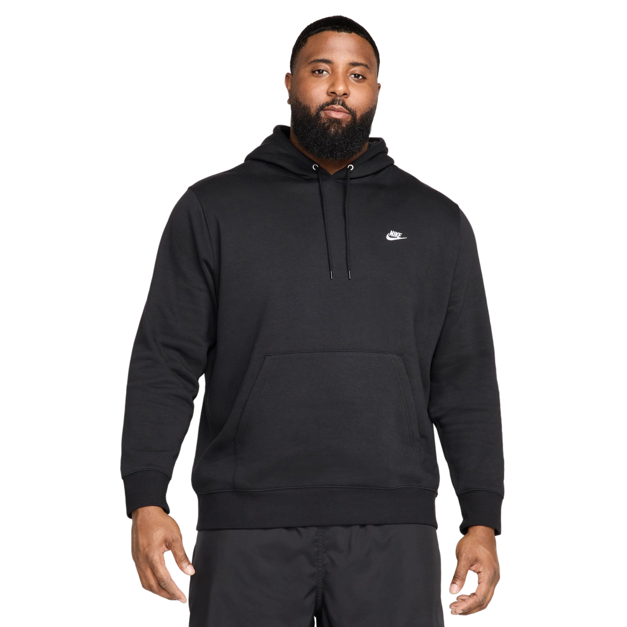 Nike Men's Club Pull-Over Fleece Hoodie - BLACK Thumbnail View 1