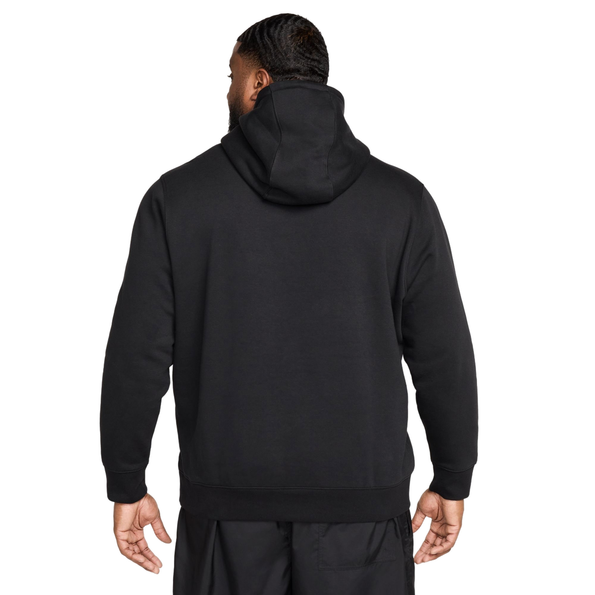 Nike Men's Club Pullover Fleece Hoodie - Black - BLACK Thumbnail View 2