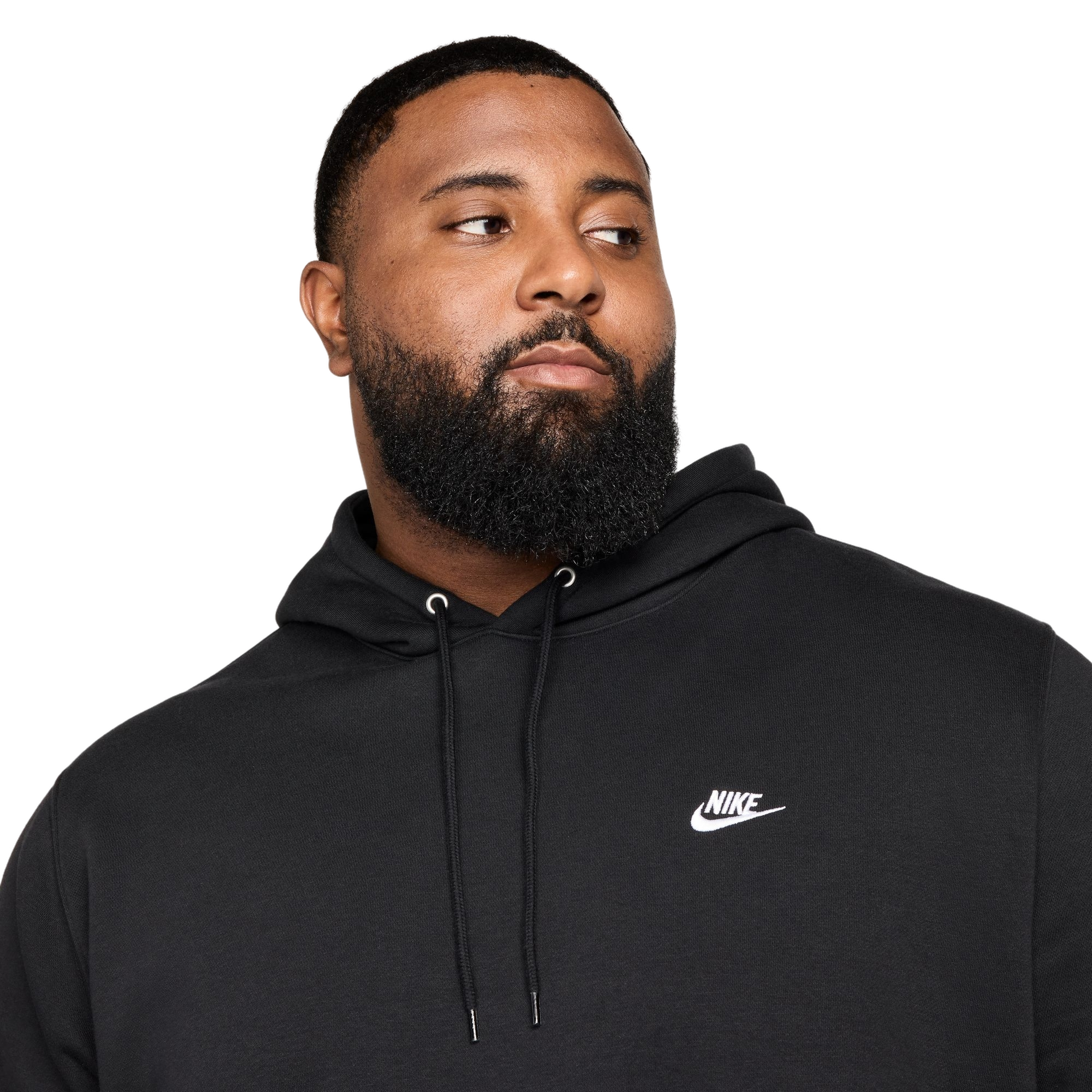 Nike Men's Club Pullover Fleece Hoodie - Black - BLACK Thumbnail View 3