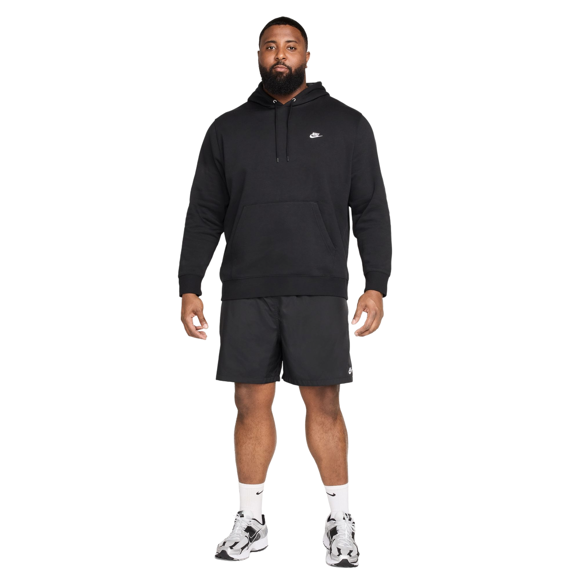 Nike Men's Club Pull-Over Fleece Hoodie - BLACK Thumbnail View 5