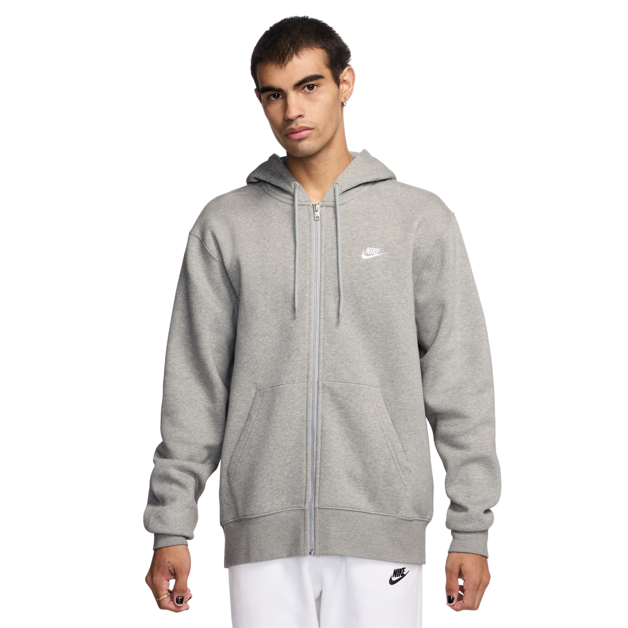 Nike Men's Club Fleece Full-Zip Jacket - GREY Thumbnail View 1