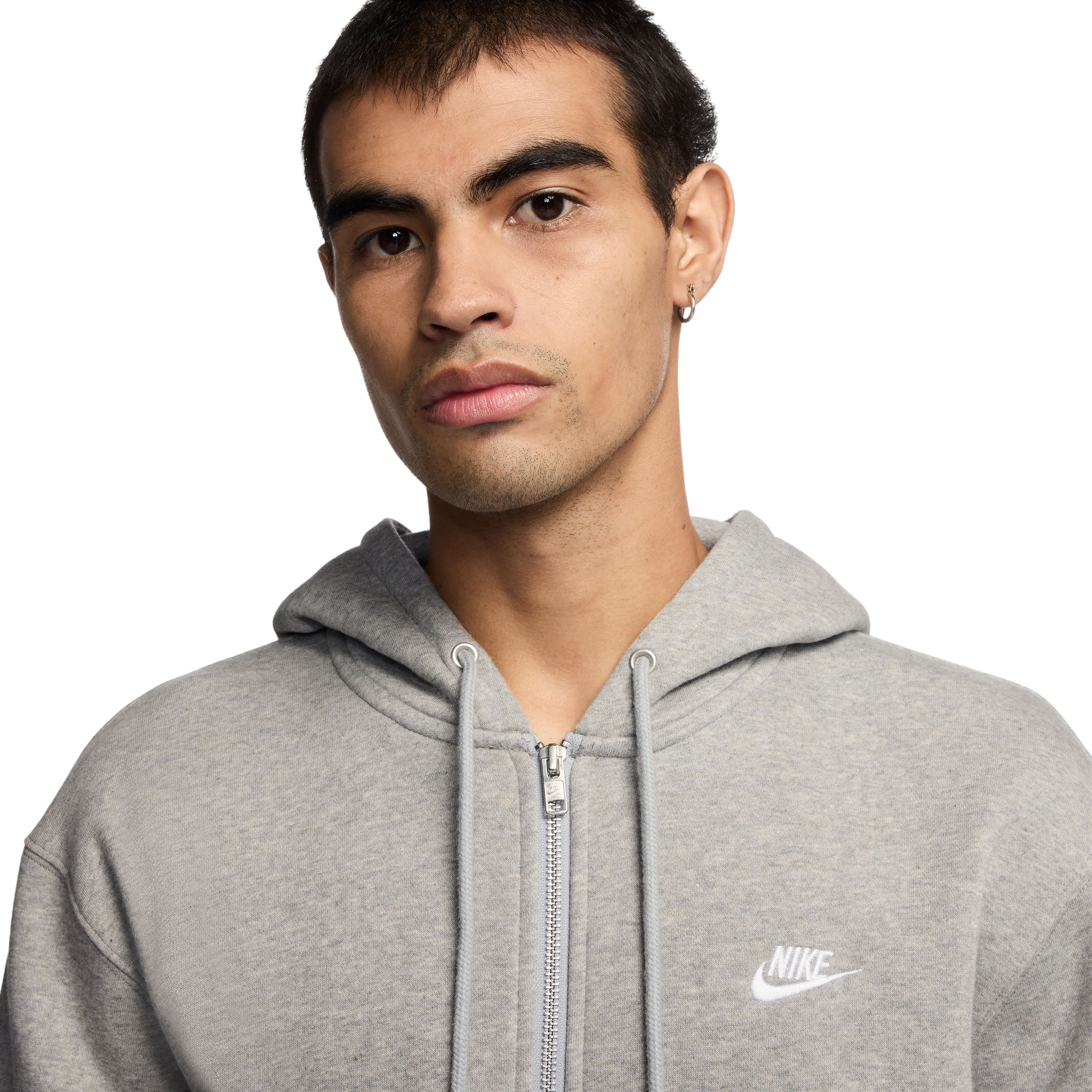 Nike Men's Club Fleece Full-Zip Jacket - GREY Thumbnail View 3