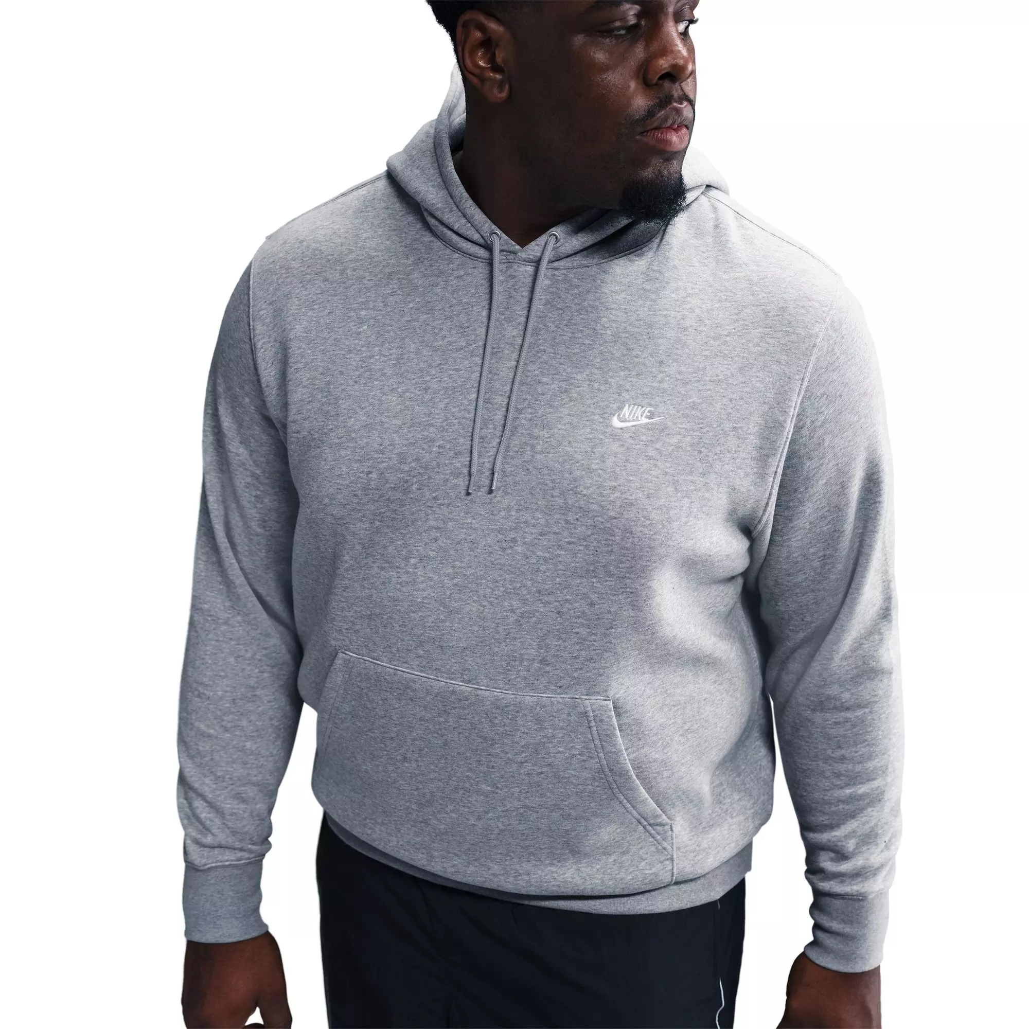 Nike Men's Club Pullover Fleece Hoodie - Grey - GREY