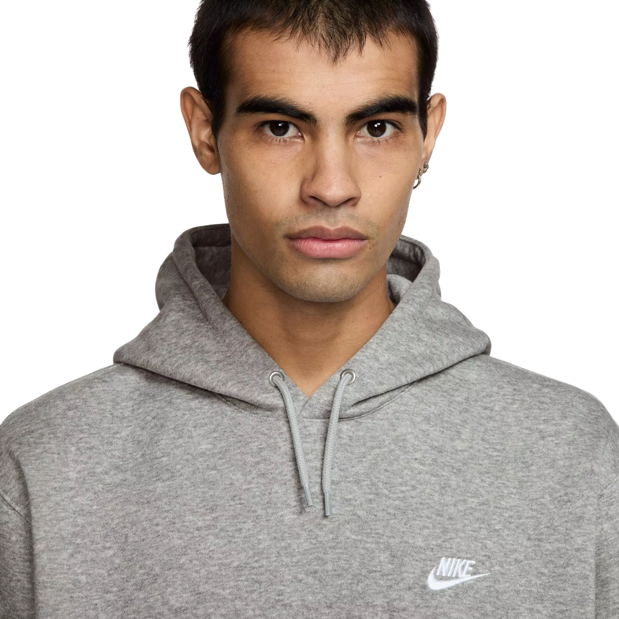 Nike Men's Club Pullover Fleece Hoodie-Grey - GREY