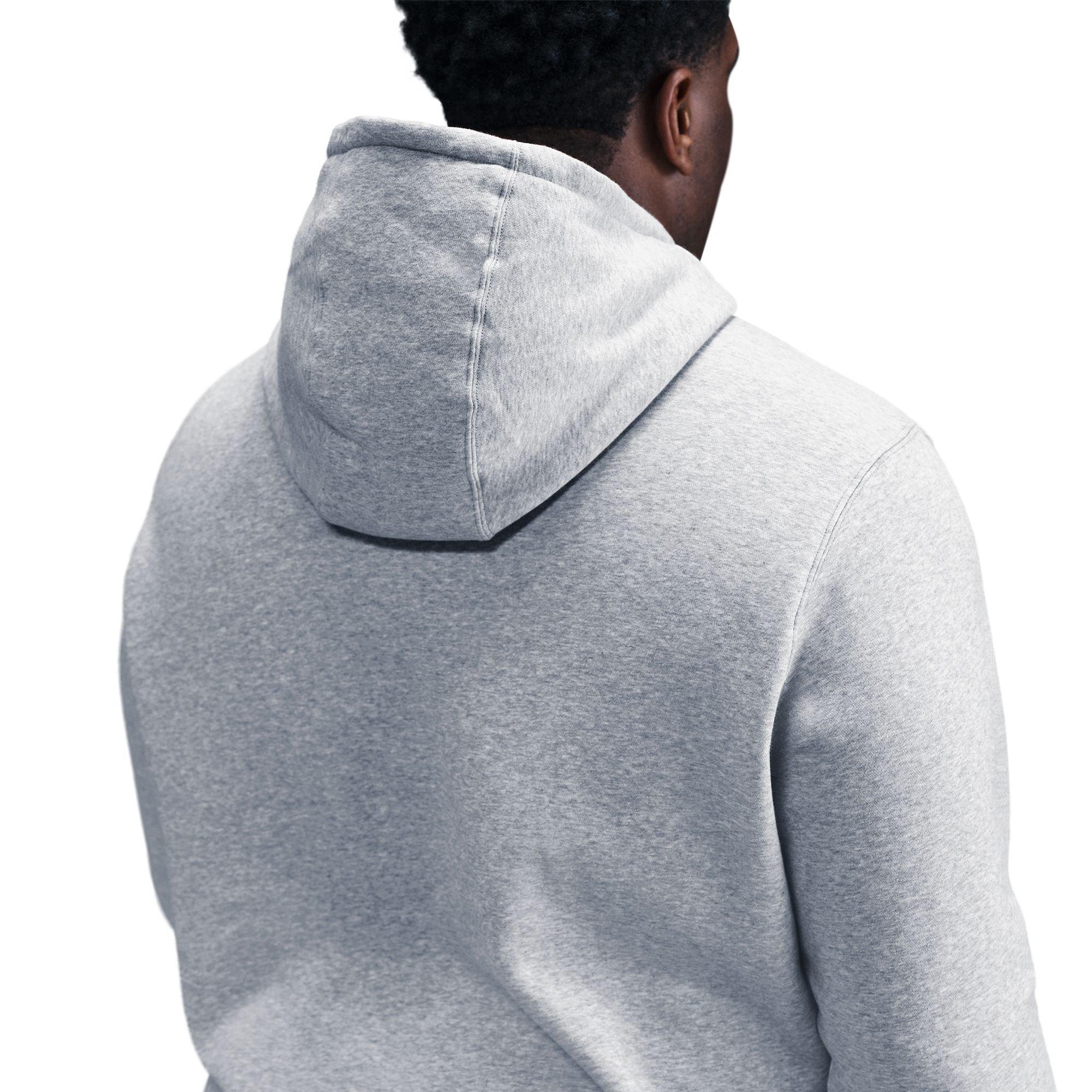 Nike Men's Club Pullover Fleece Hoodie - Grey - GREY Thumbnail View 4