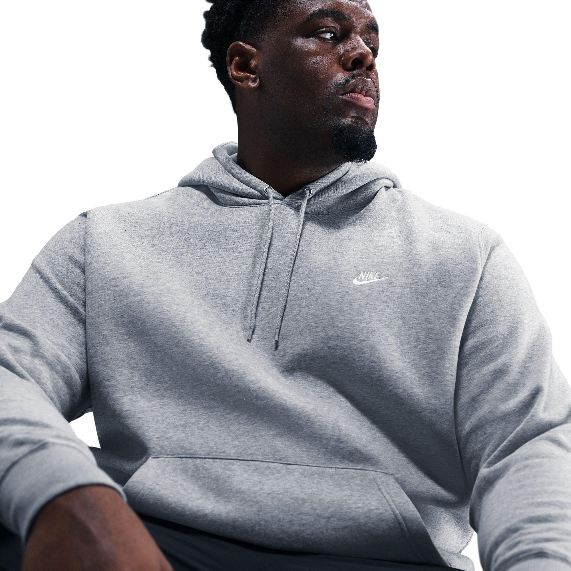 Nike Men's Club Pullover Fleece Hoodie - Grey - GREY Thumbnail View 5