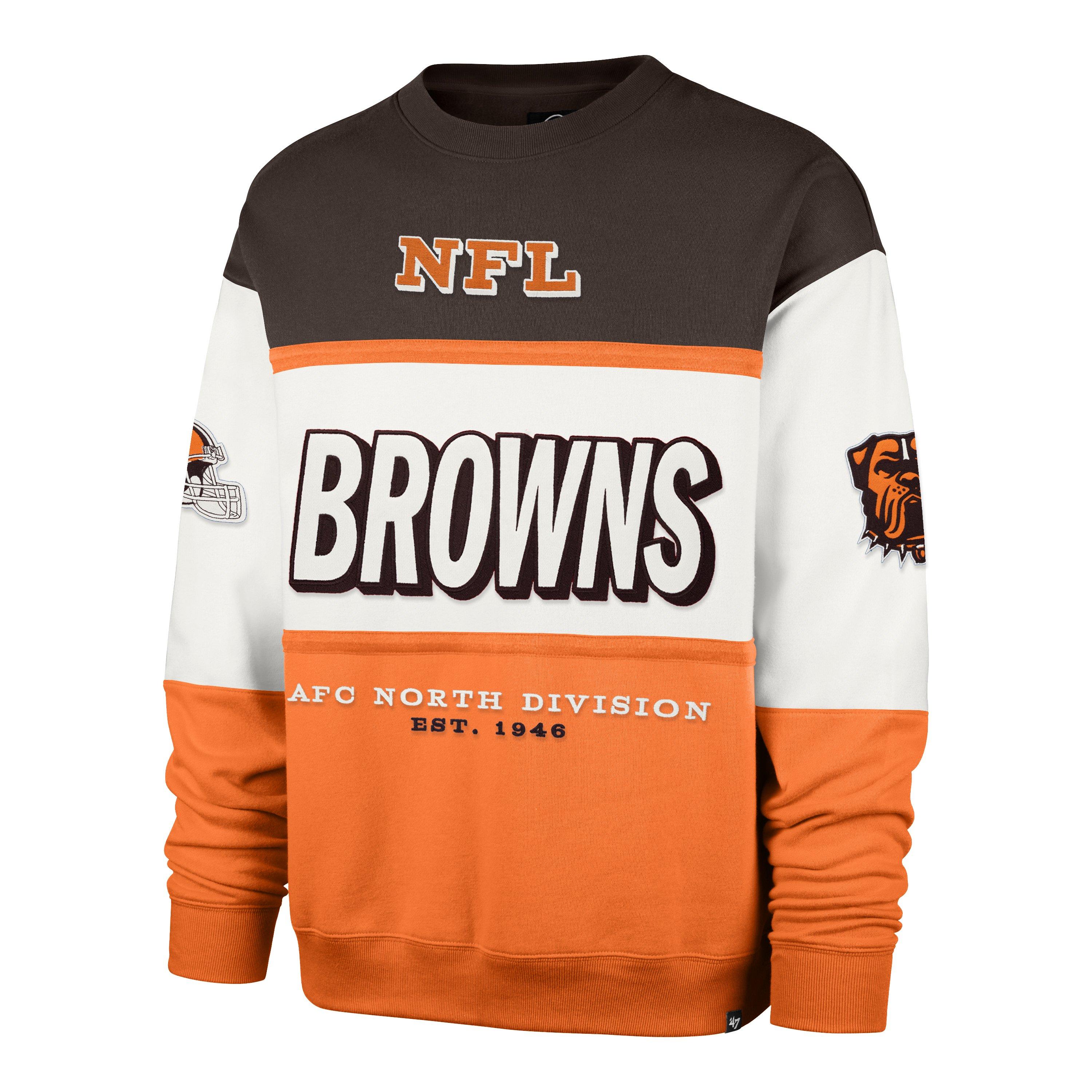 '47 Cleveland Browns Maximalist Crew Fleece Sweater-Brown - BROWN Thumbnail View 1
