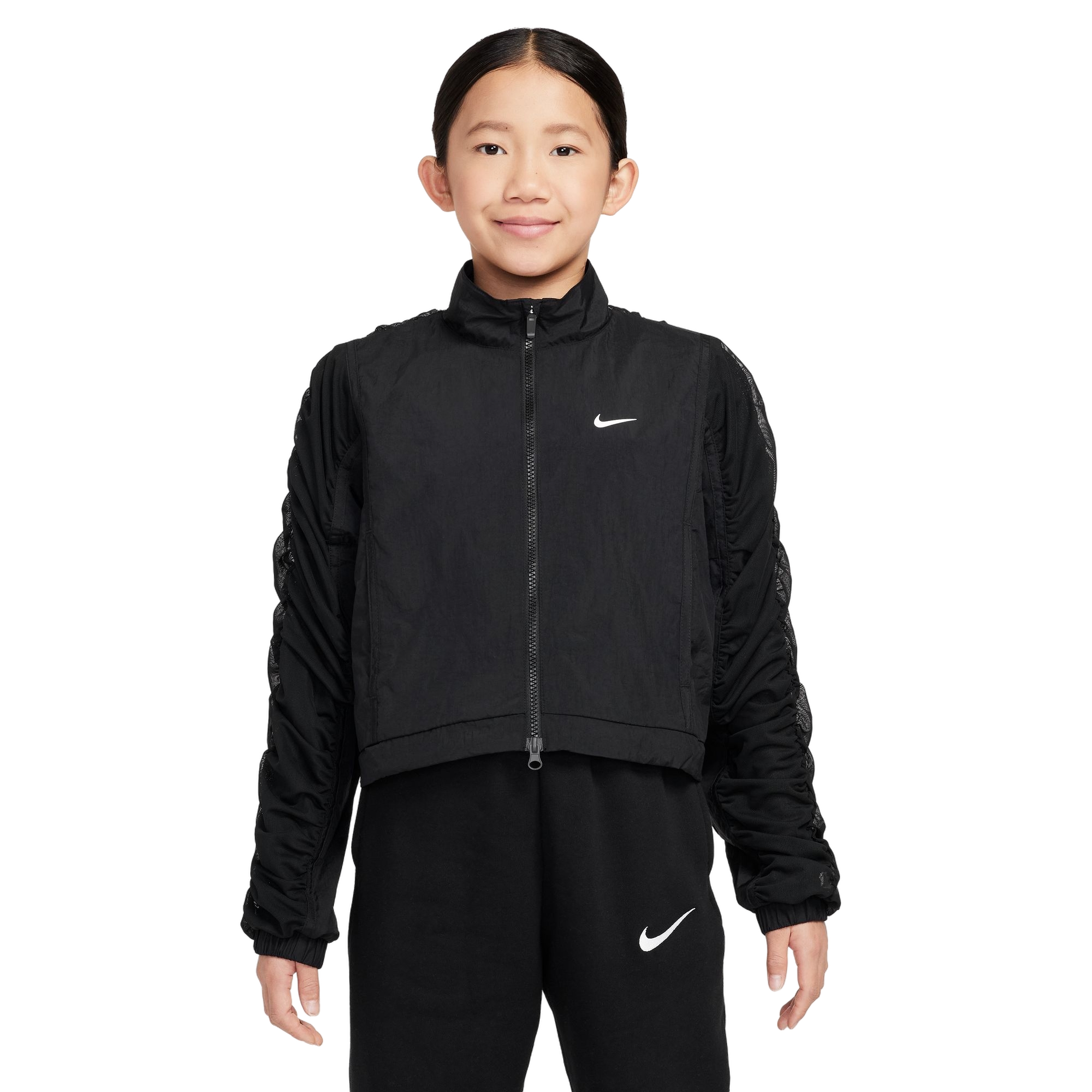 Nike Big Girls' Sportswear Woven Jacket - Black - BLACK Thumbnail View 1