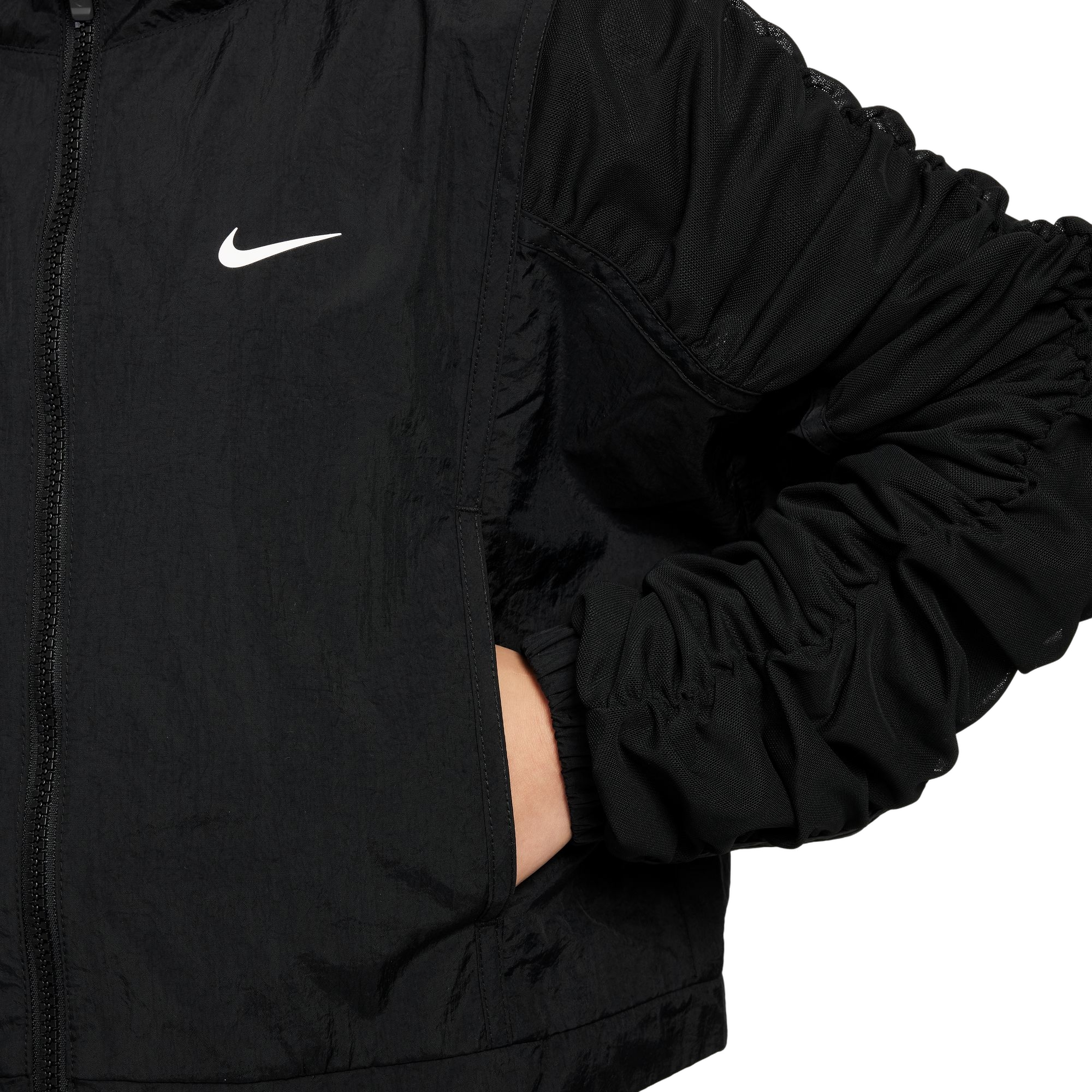Nike Big Girls' Sportswear Woven Jacket - Black - BLACK Thumbnail View 3
