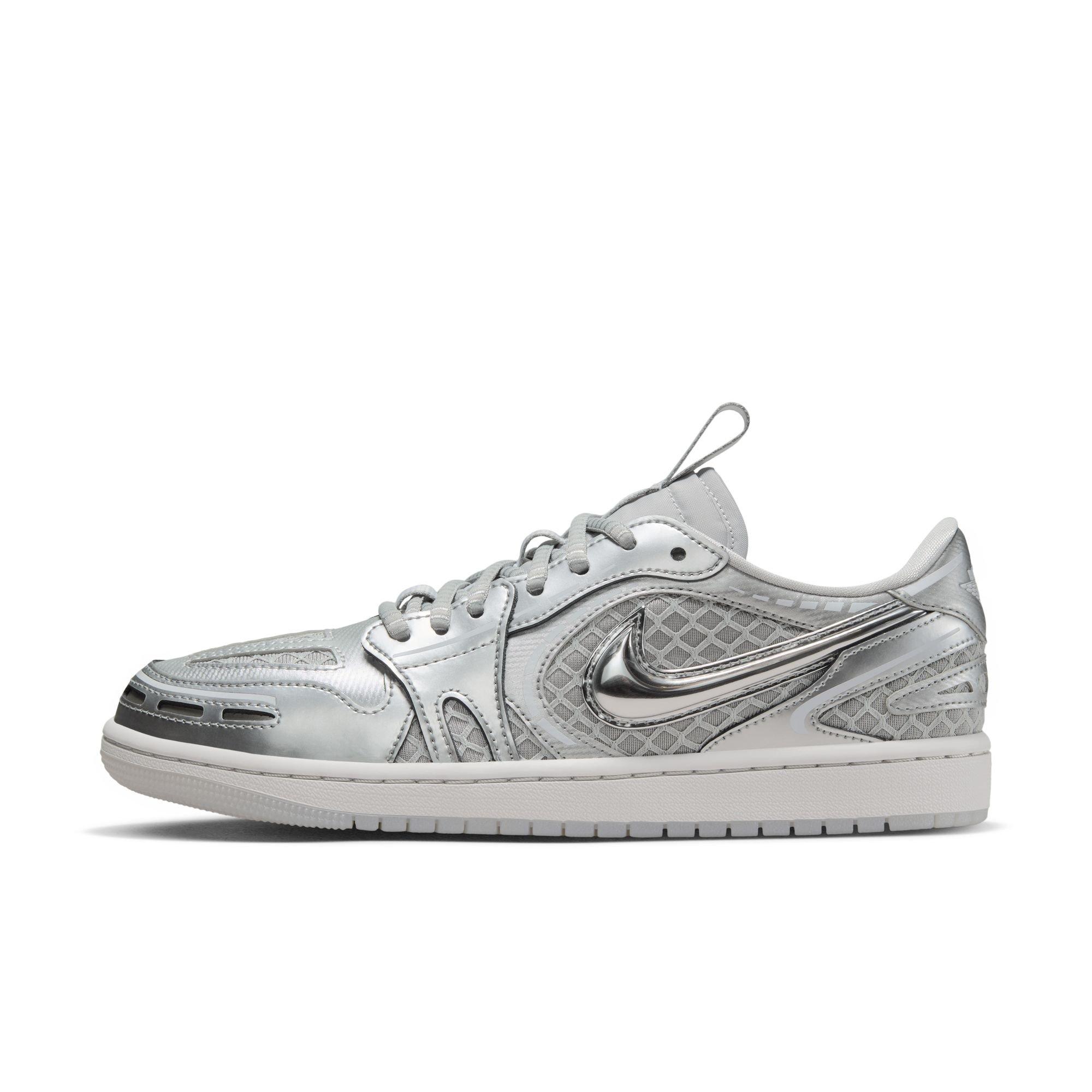 Jordan 1 Low Method of Make "Neutral Grey/Metallic Silver/White" Women's Shoe - SILVER Thumbnail View 3