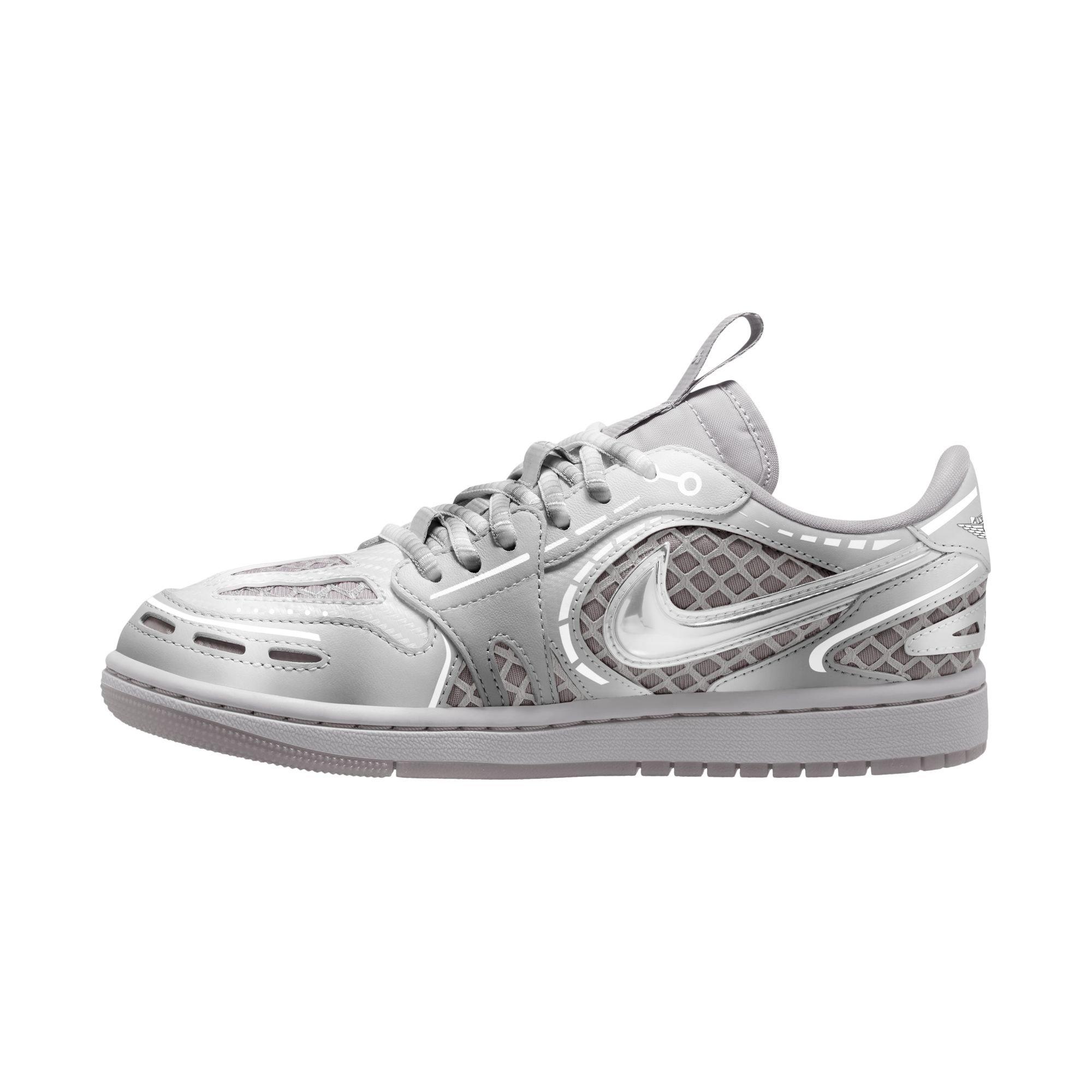 Jordan 1 Low Method of Make "Neutral Grey/Metallic Silver/White" Women's Shoe - SILVER Thumbnail View 4