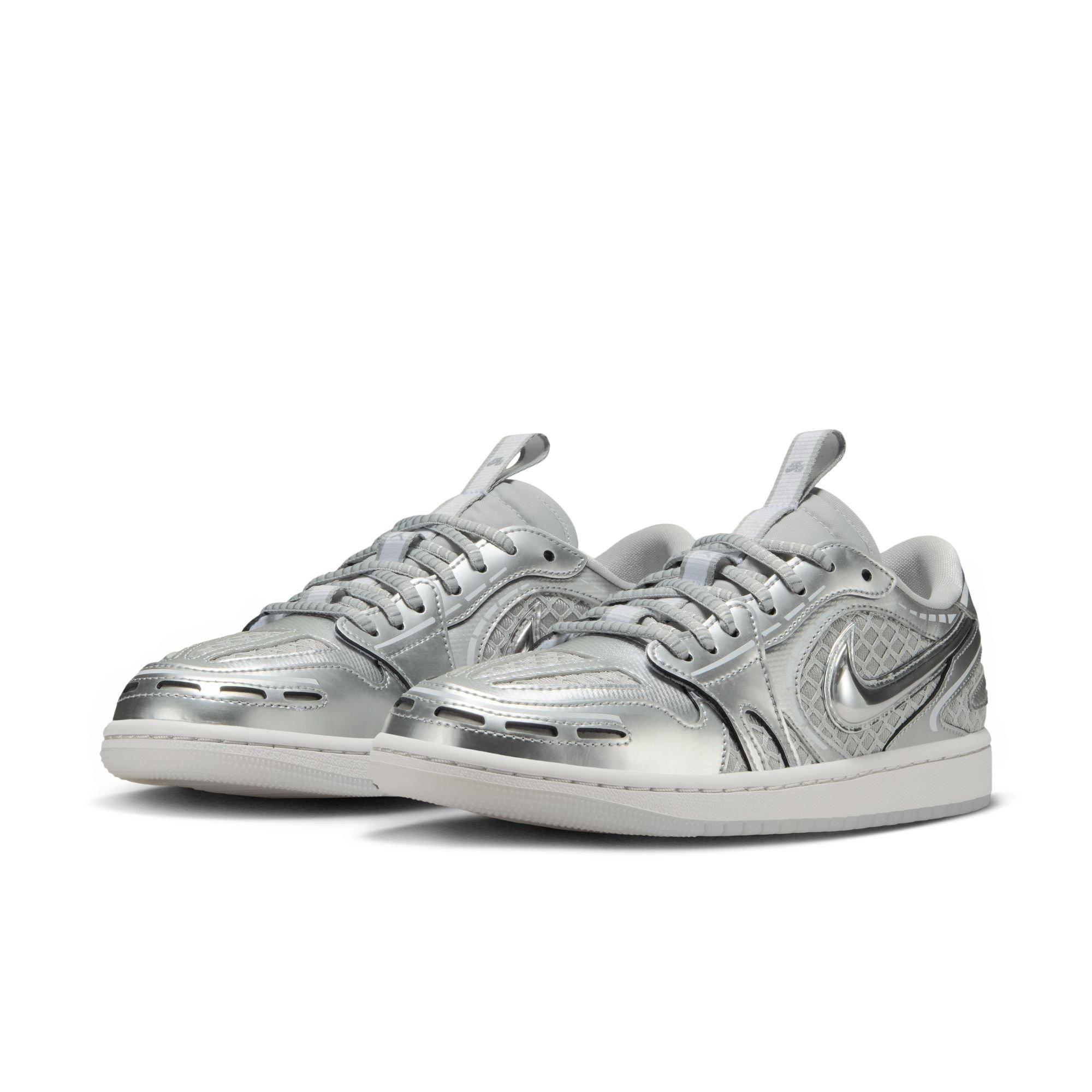 Jordan 1 Low Method of Make "Neutral Grey/Metallic Silver/White" Women's Shoe - SILVER Thumbnail View 5