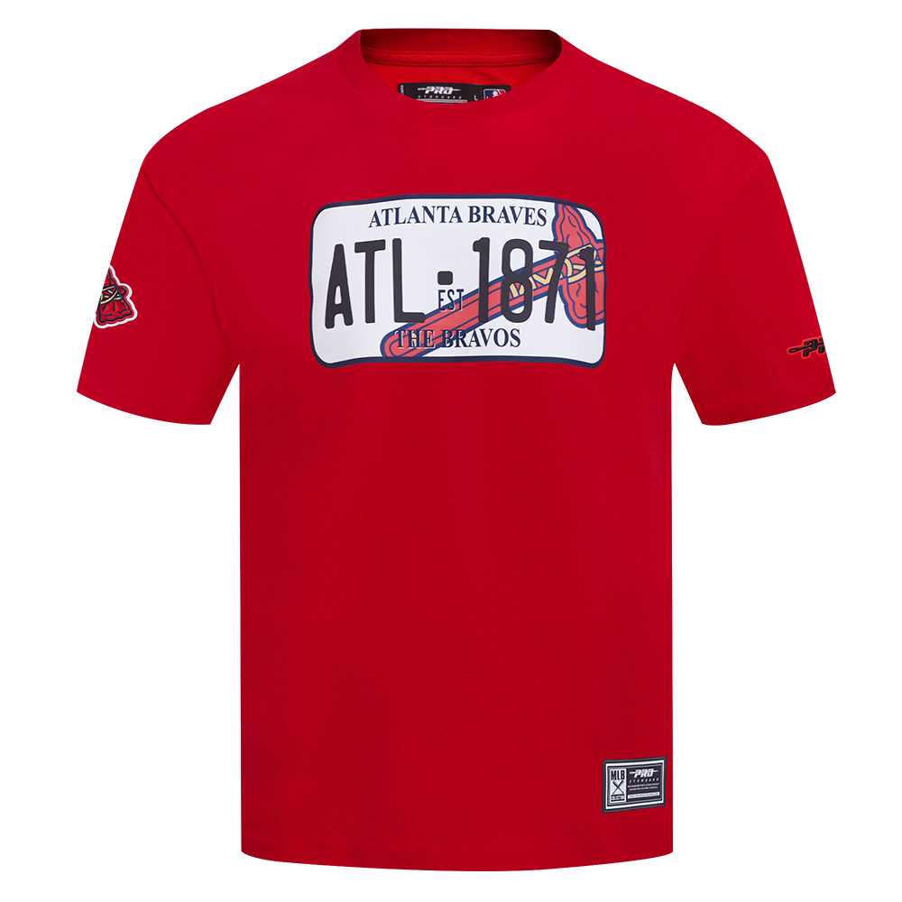 Pro Standard Men's Atlanta Braves License Plate Short Sleeve Tee-Red