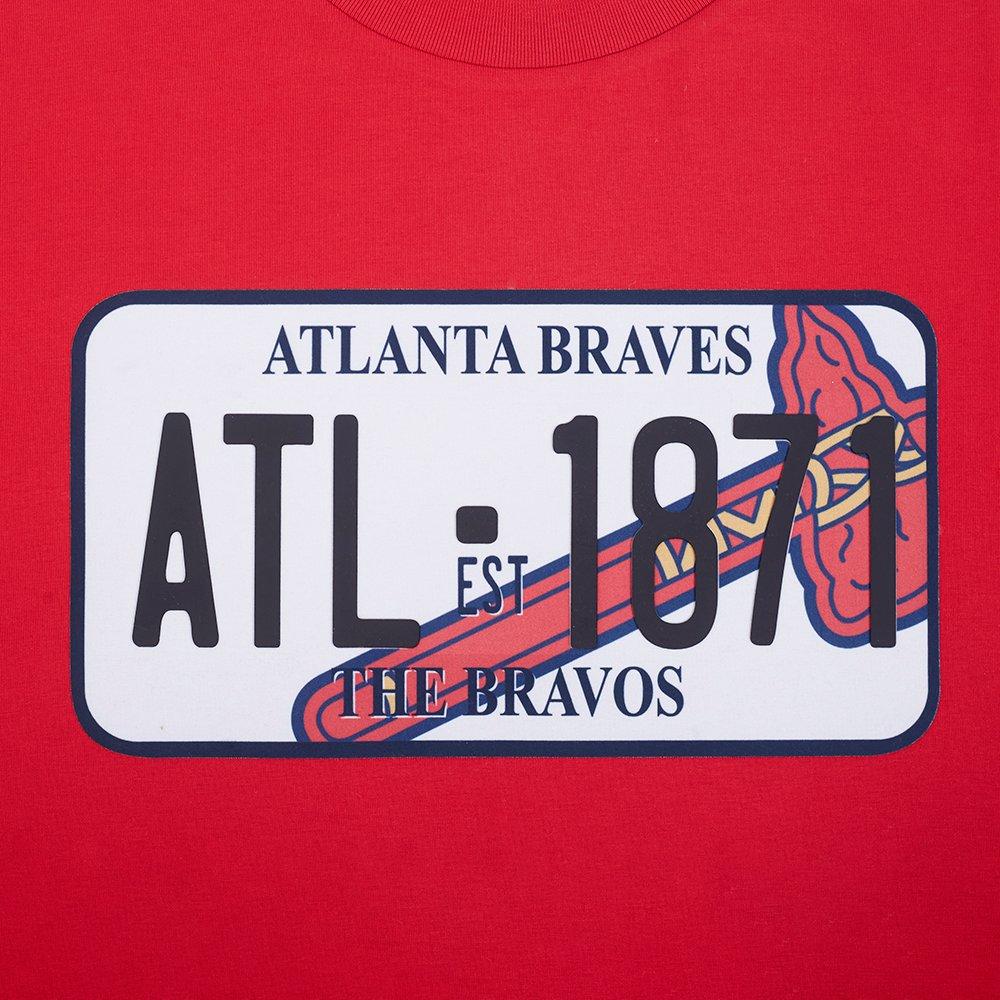 Pro Standard Men's Atlanta Braves License Plate Short Sleeve Tee-Red - RED Thumbnail View 4