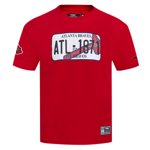 Pro Standard Men's Atlanta Braves License Plate Short Sleeve Tee-Red