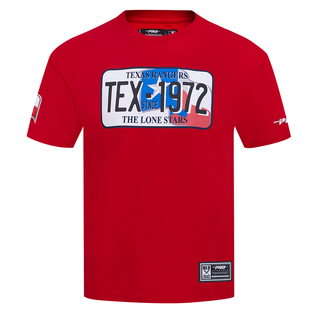 Pro Standard Men's Texas Rangers License Plate Short Sleeve Tee-Red - RED Thumbnail View 1