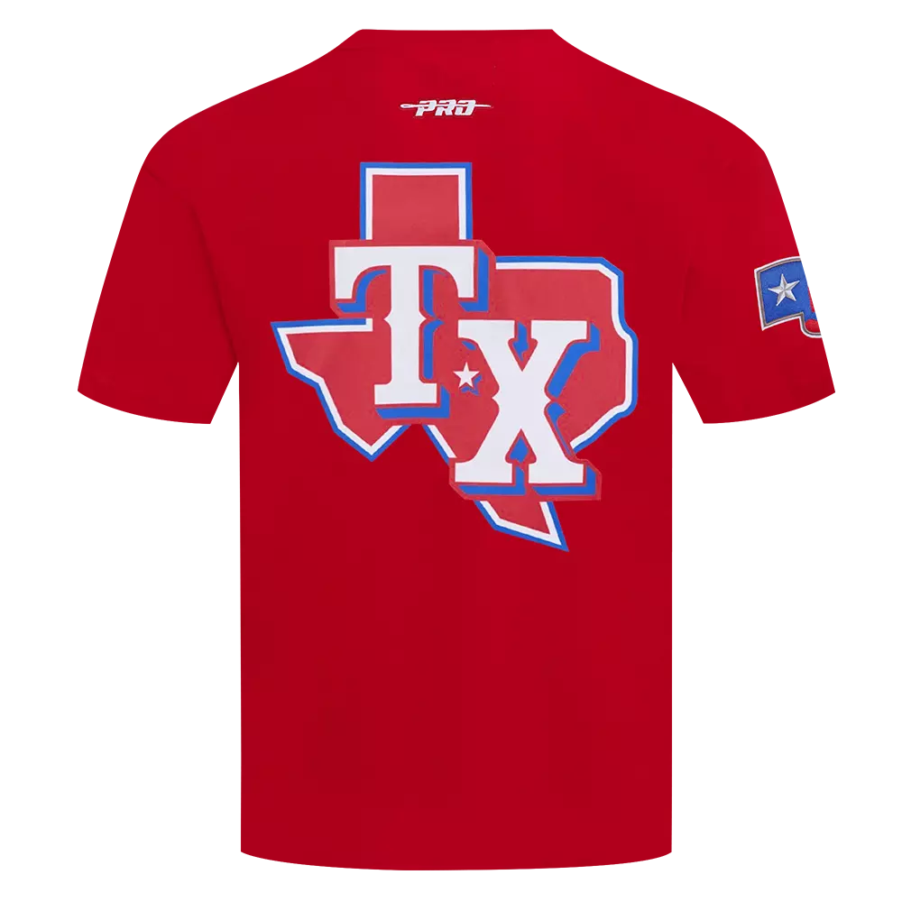 Pro Standard Men's Texas Rangers License Plate Short Sleeve Tee-Red - RED